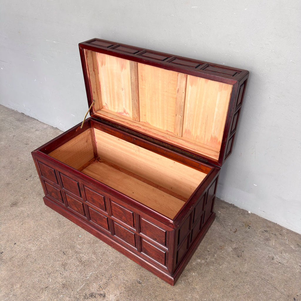 Rosewood Camphor Panelled Chest Trunk