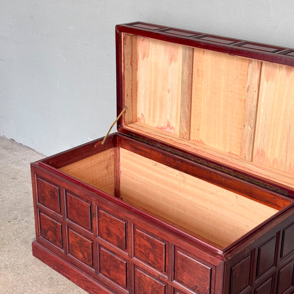 Rosewood Camphor Panelled Chest Trunk