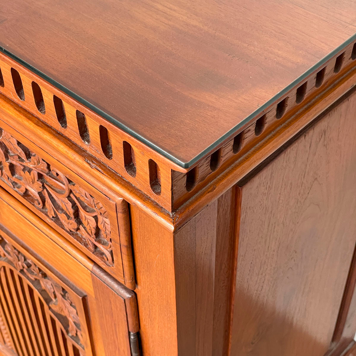 Solid Teak Sideboard with Floral & Foliage Carvings