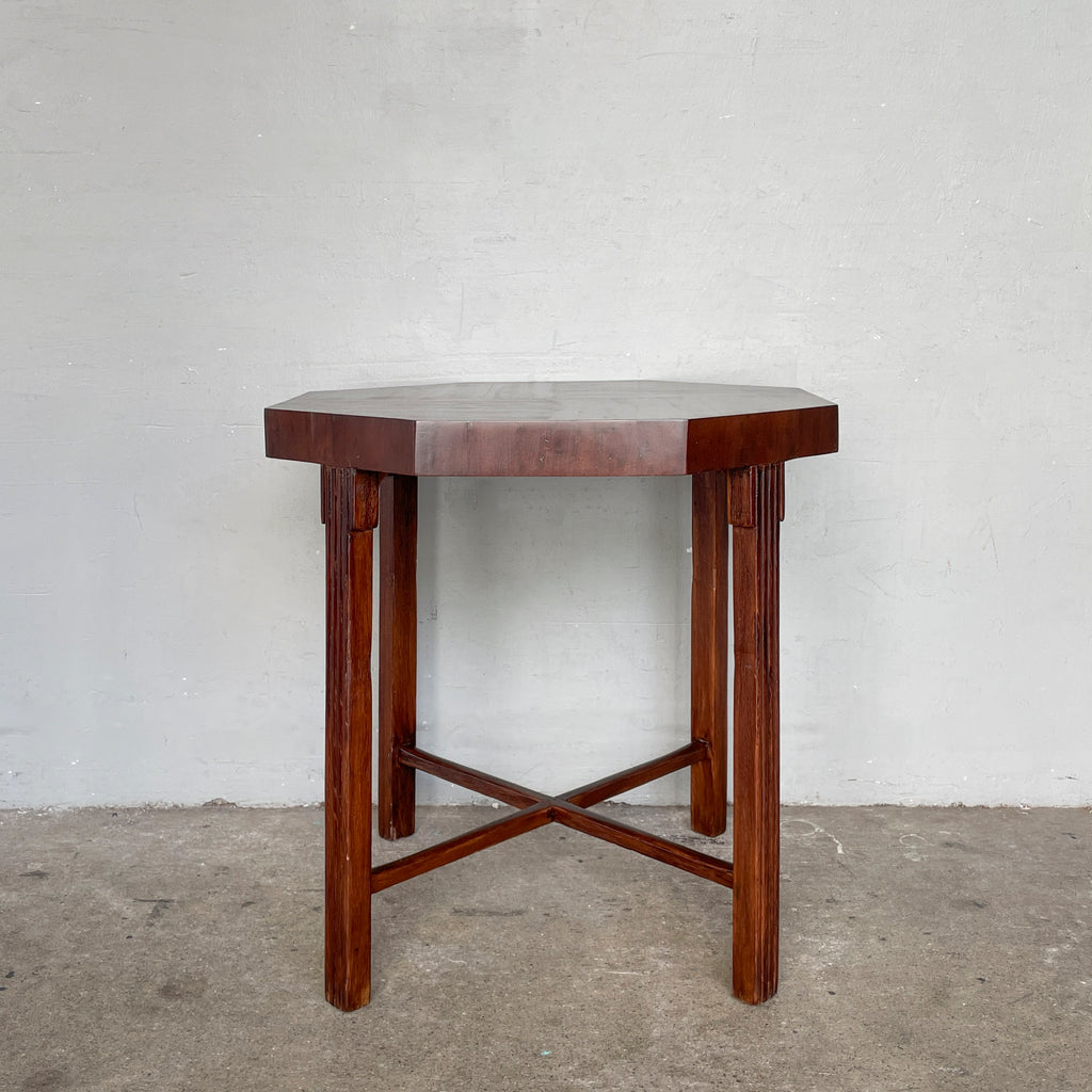 Vintage Dark-Stained Octagonal Table