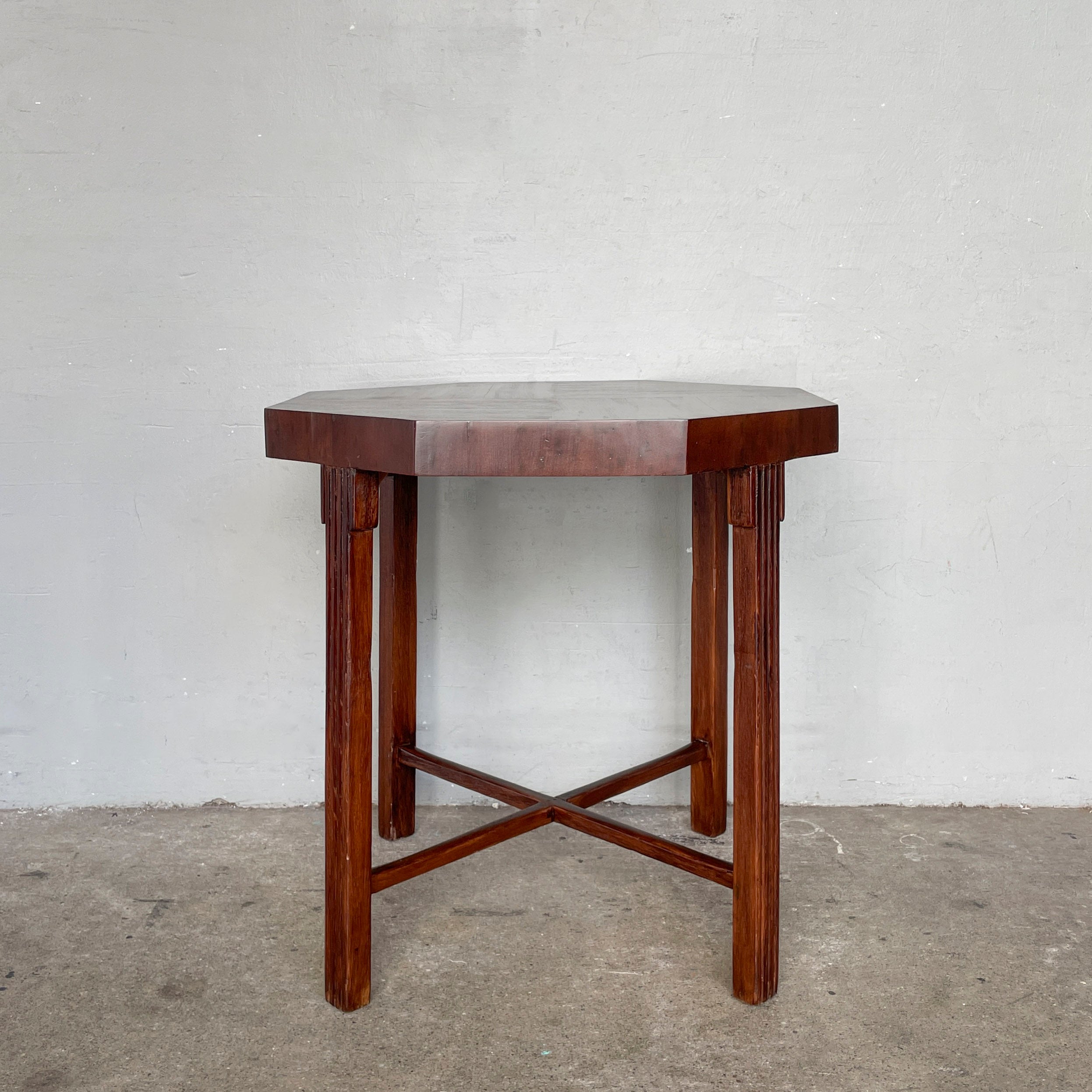 Vintage Dark-Stained Octagonal Table