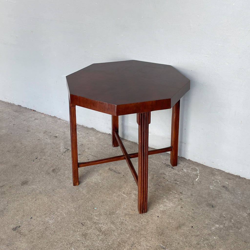 Vintage Dark-Stained Octagonal Table