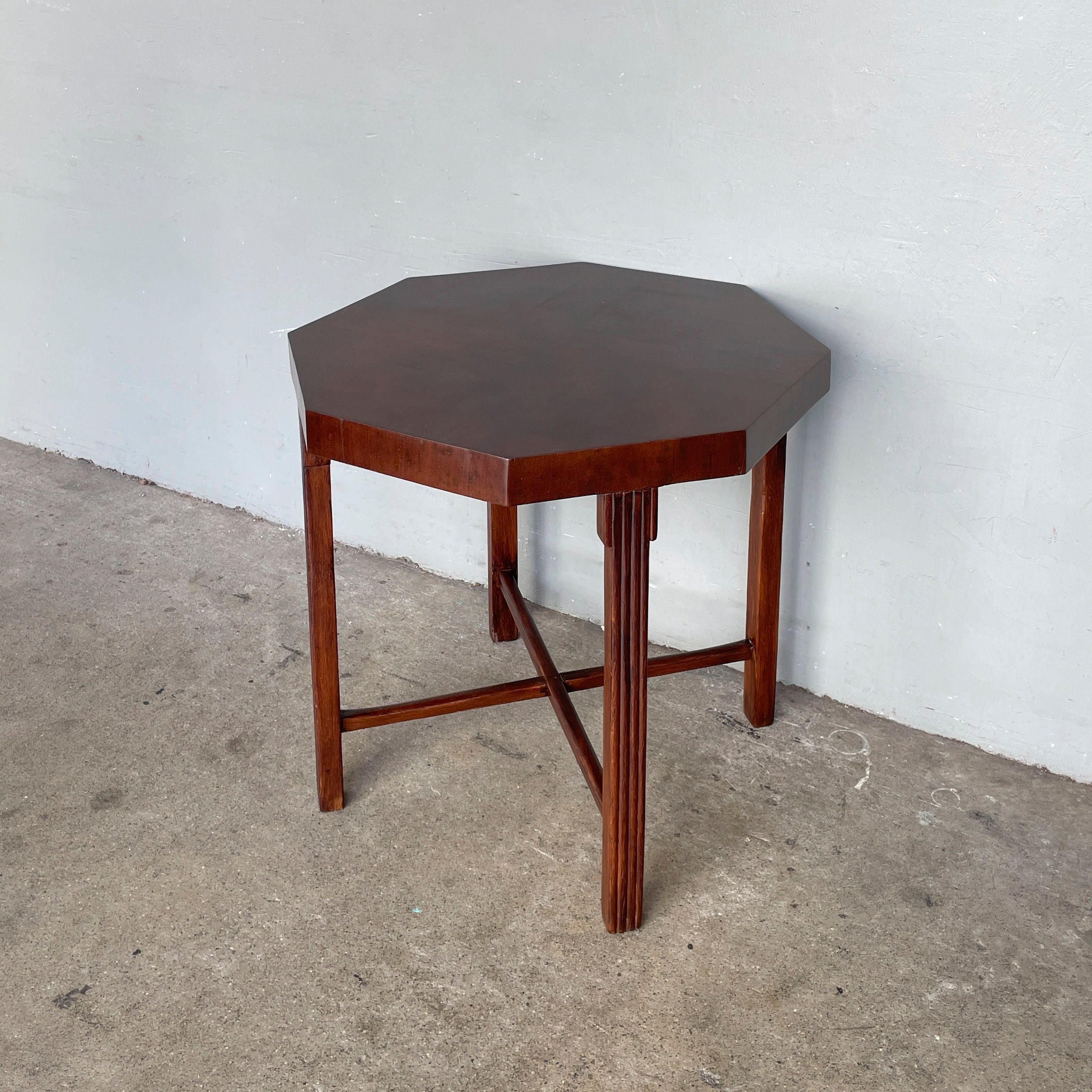 Vintage Dark-Stained Octagonal Table