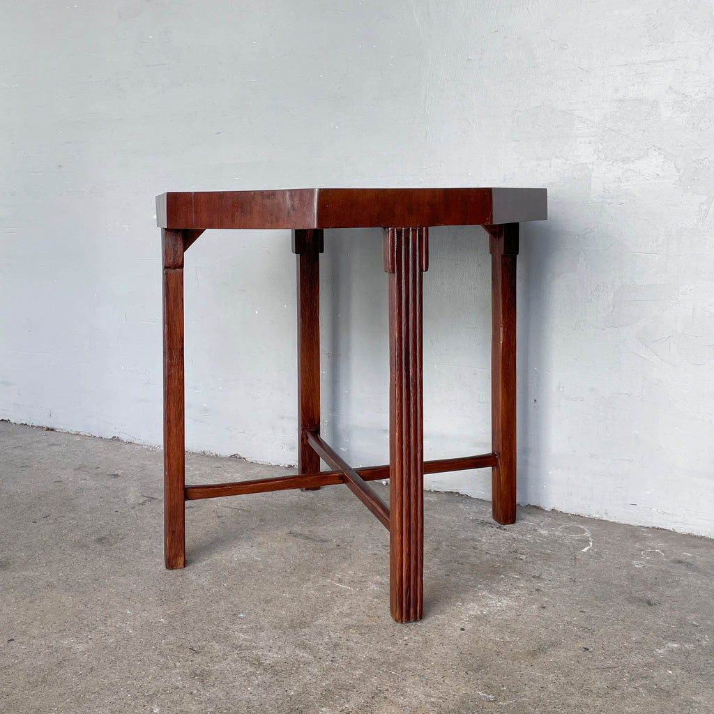 Vintage Dark-Stained Octagonal Table