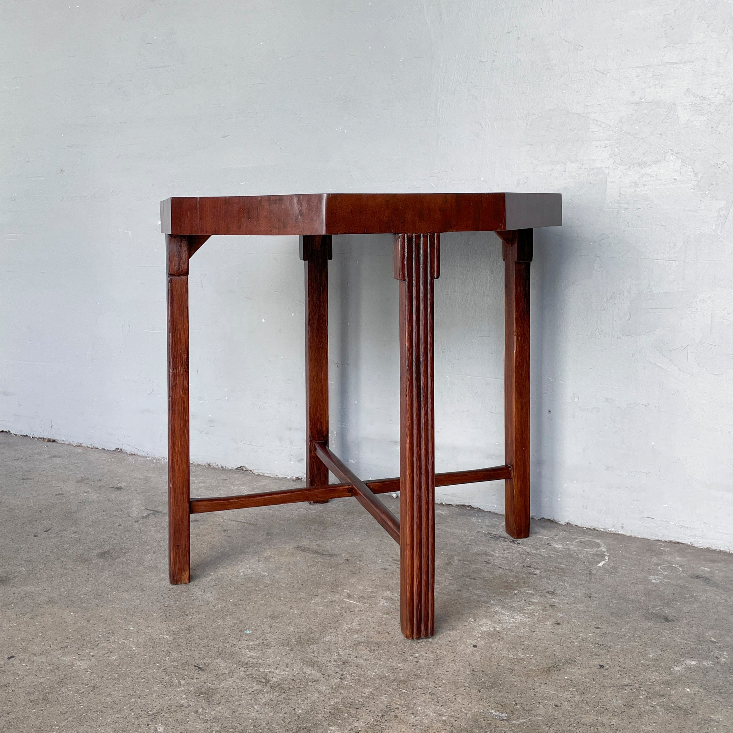 Vintage Dark-Stained Octagonal Table