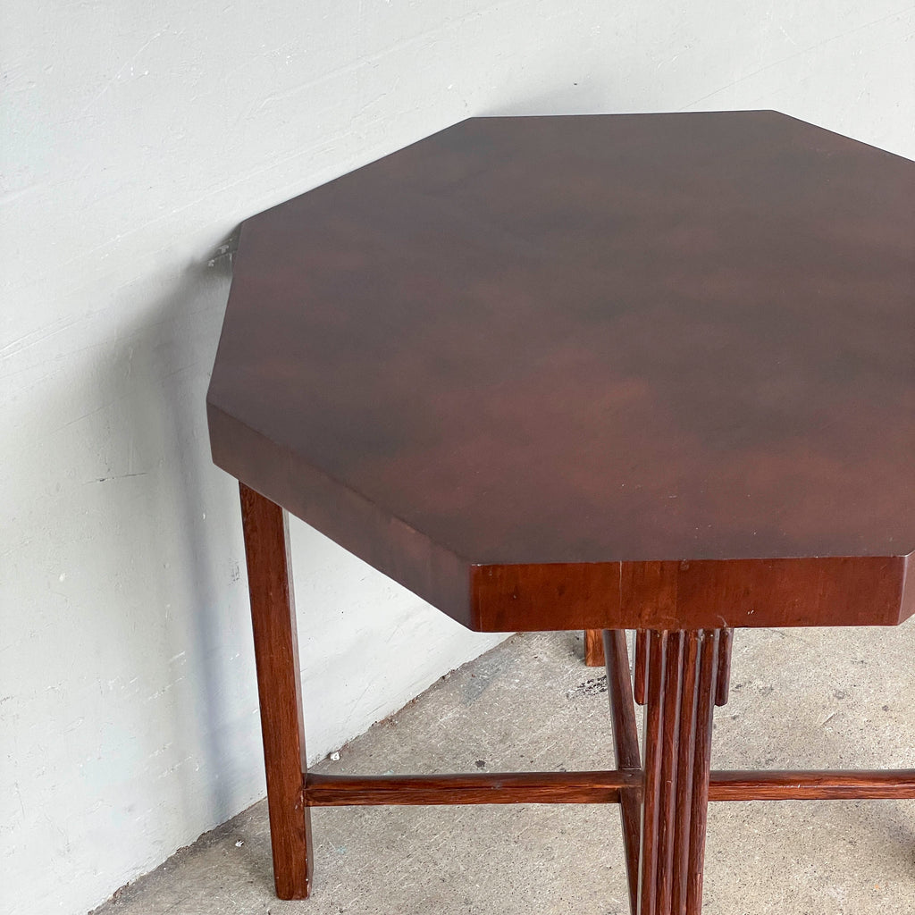 Vintage Dark-Stained Octagonal Table