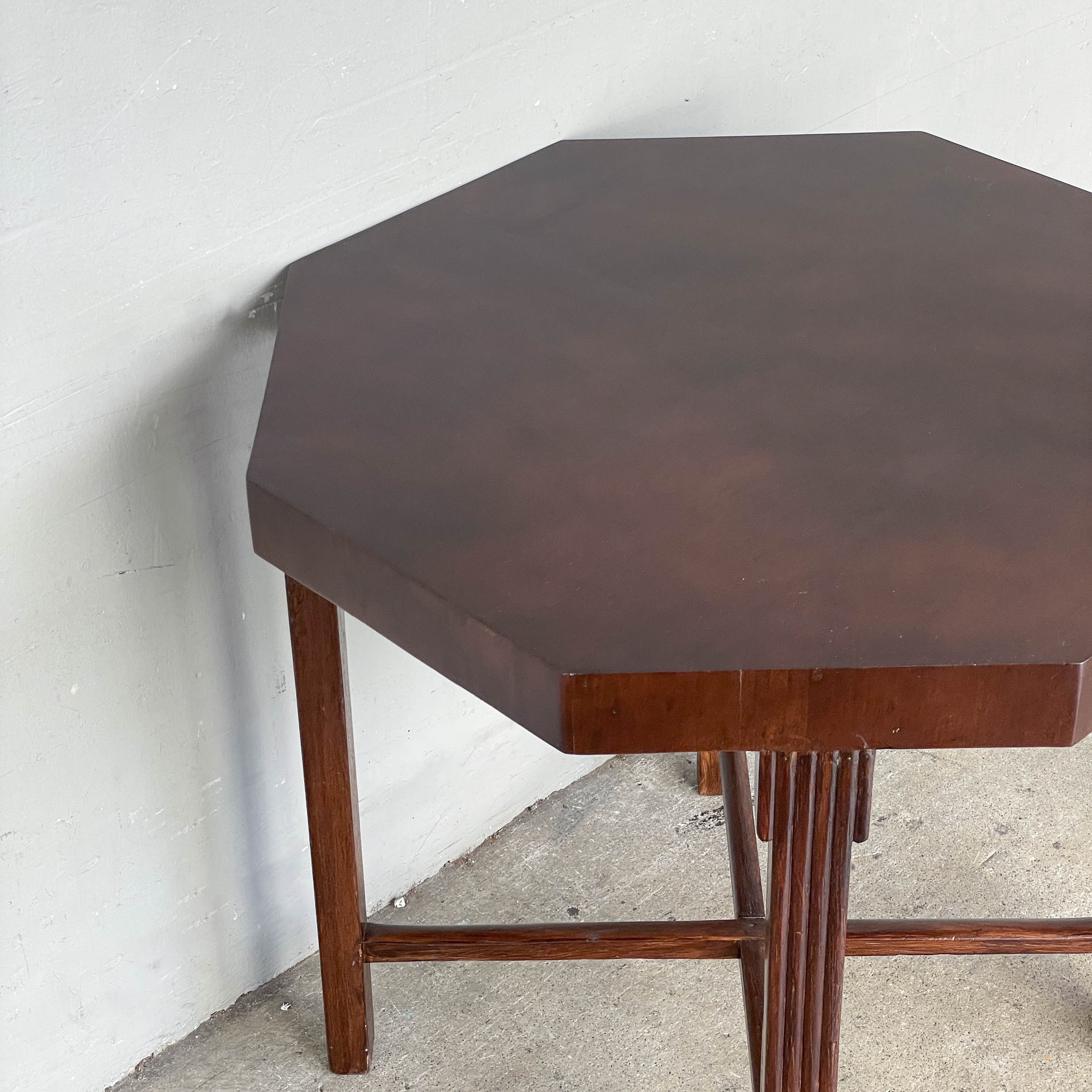 Vintage Dark-Stained Octagonal Table