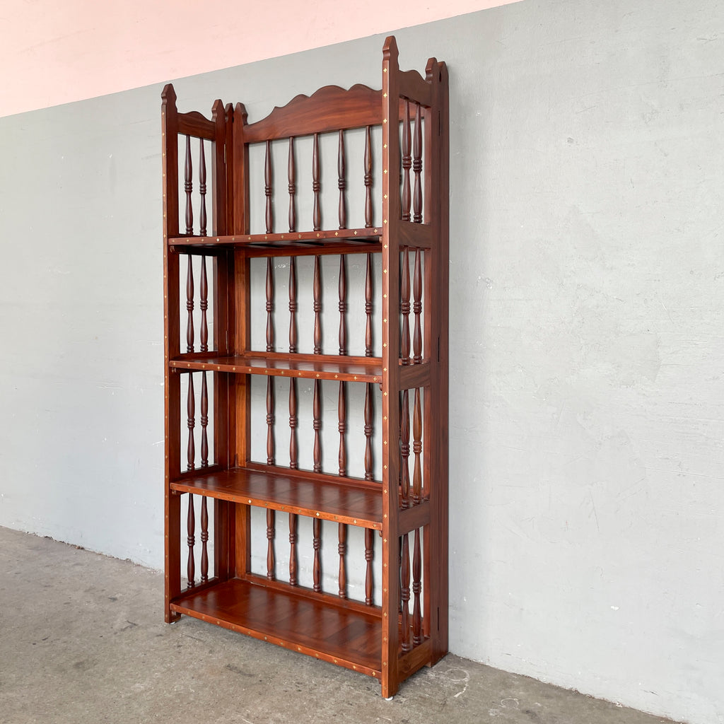 Indian Rosewood Collapsible Bookshelf (4-Petal Floral Inlays)