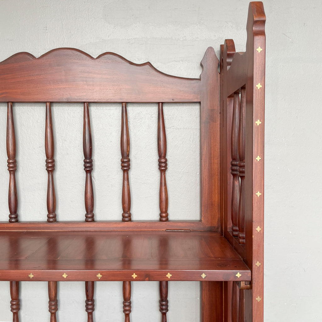 Indian Rosewood Collapsible Bookshelf (4-Petal Floral Inlays)