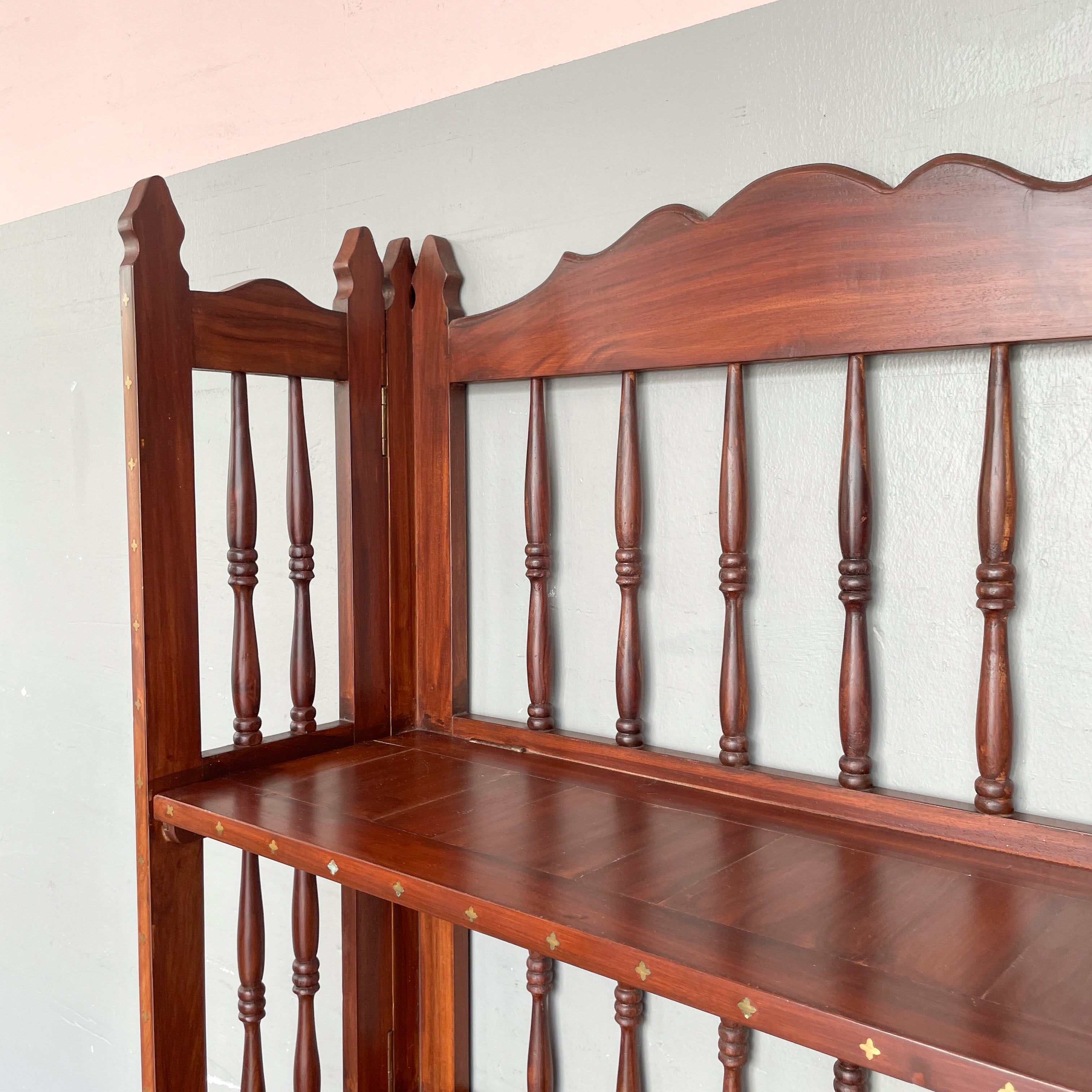 Indian Rosewood Collapsible Bookshelf (4-Petal Floral Inlays)