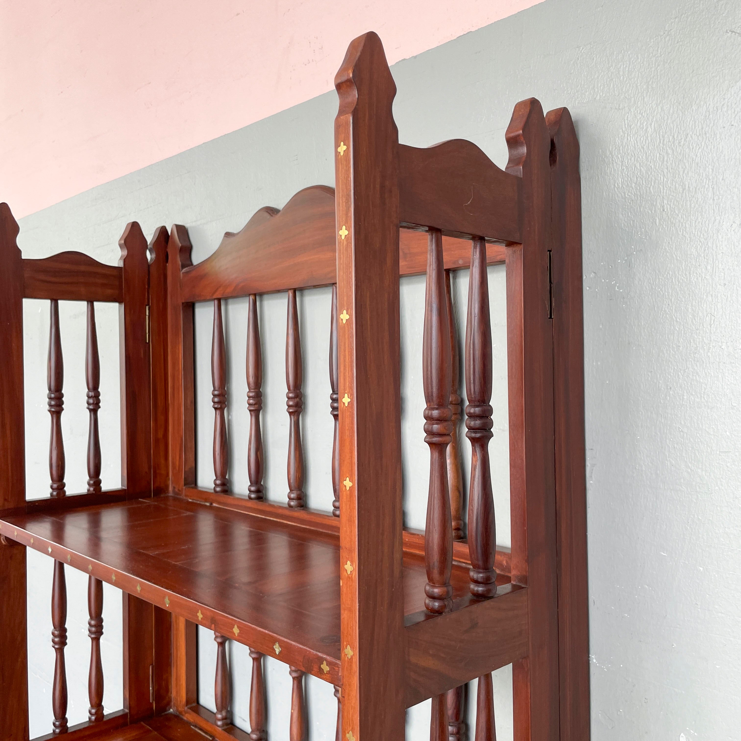 Indian Rosewood Collapsible Bookshelf (4-Petal Floral Inlays)