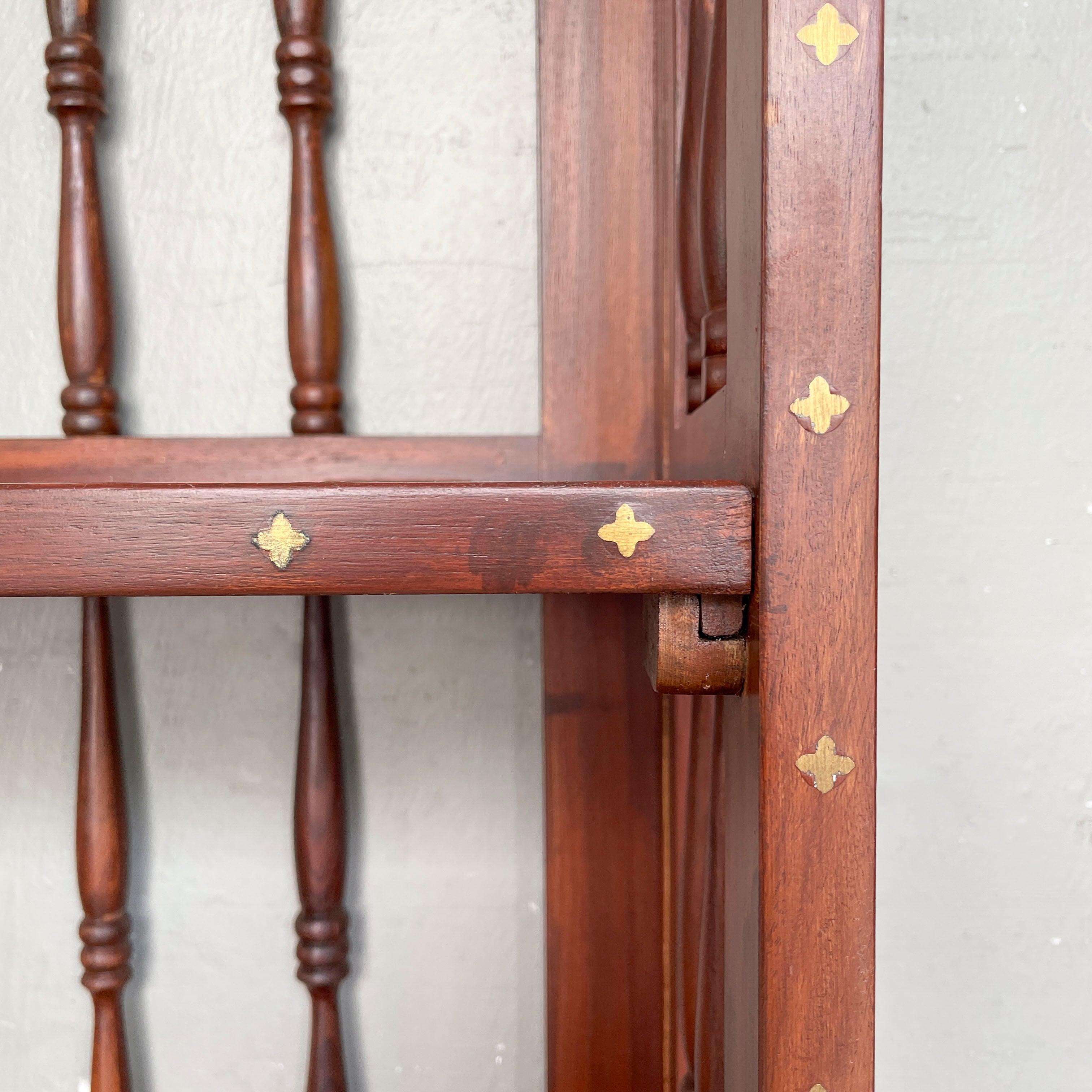 Indian Rosewood Collapsible Bookshelf (4-Petal Floral Inlays)