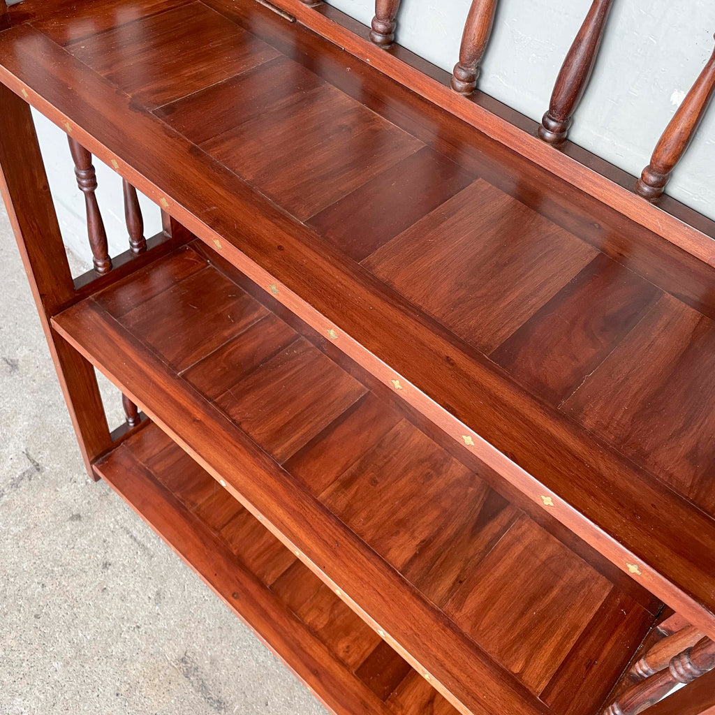 Indian Rosewood Collapsible Bookshelf (4-Petal Floral Inlays)