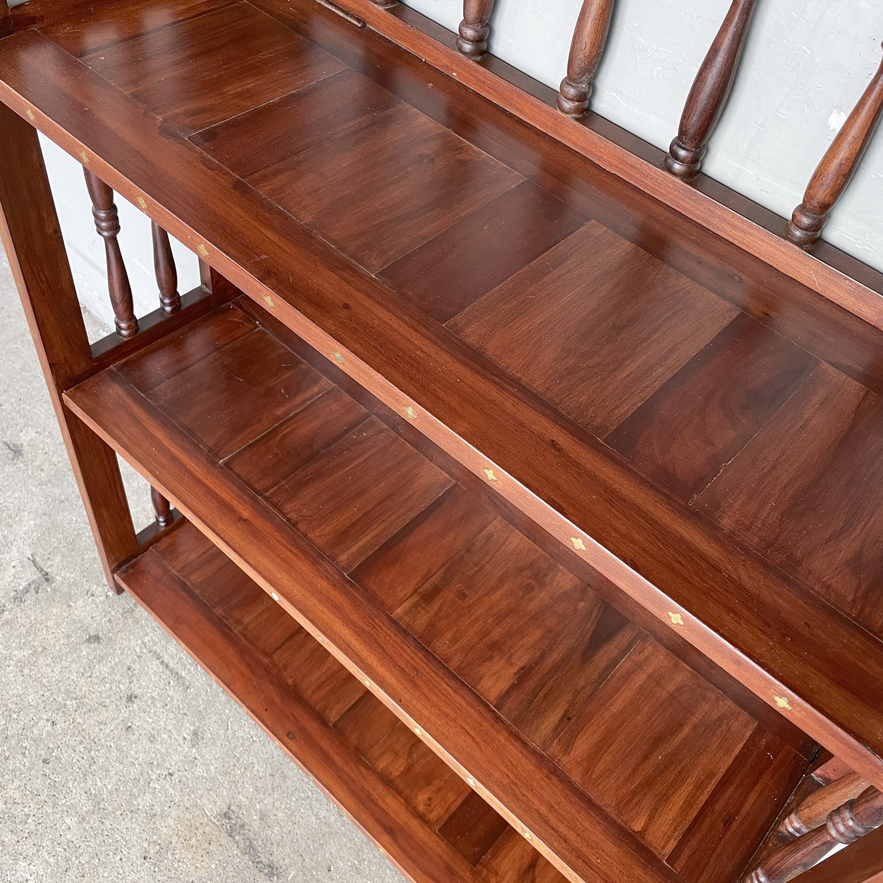 Indian Rosewood Collapsible Bookshelf (4-Petal Floral Inlays)