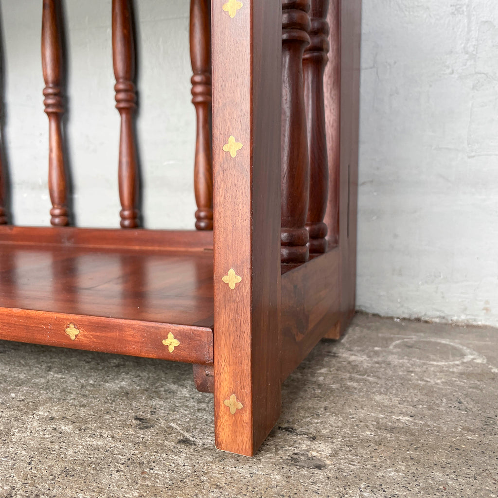 Indian Rosewood Collapsible Bookshelf (4-Petal Floral Inlays)