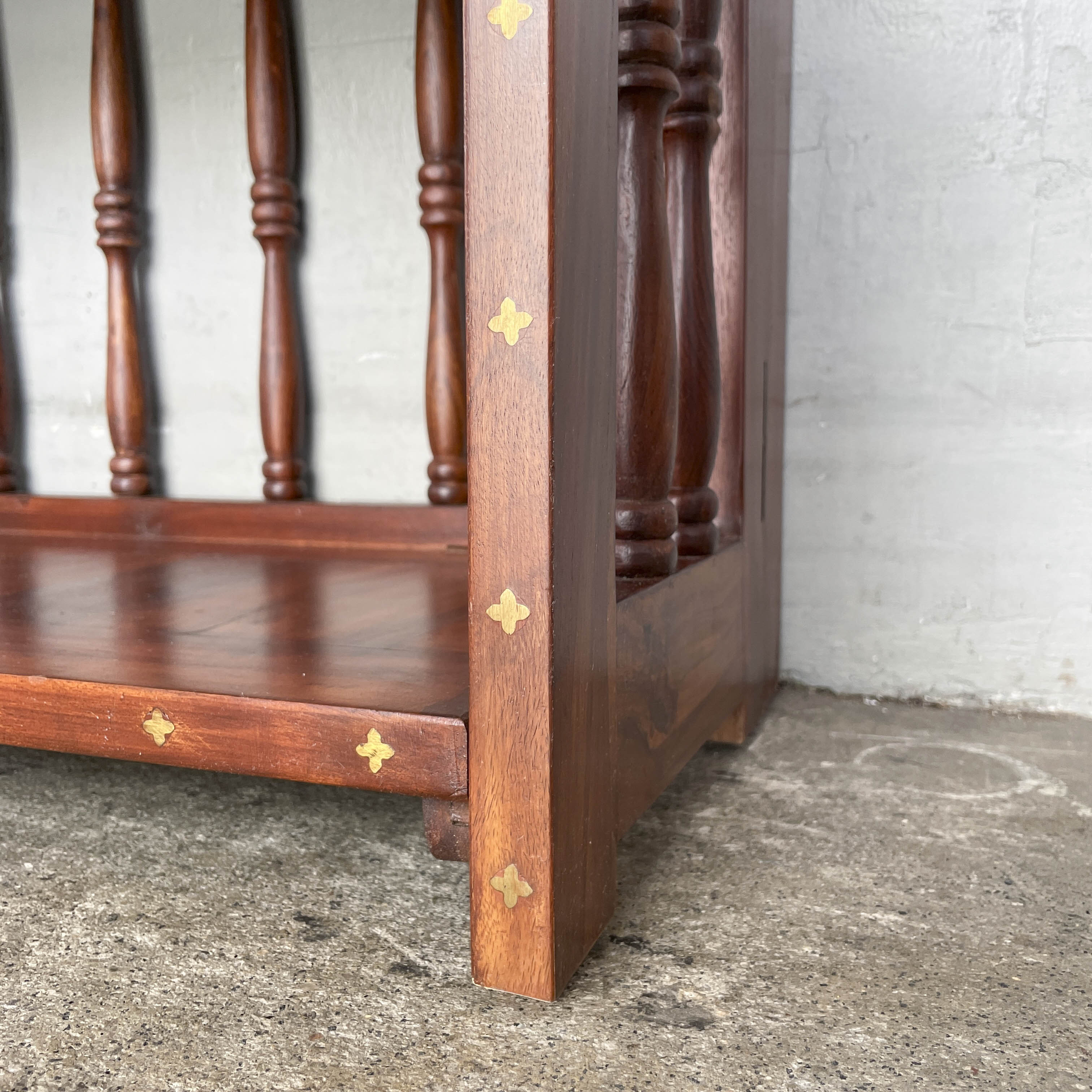 Indian Rosewood Collapsible Bookshelf (4-Petal Floral Inlays)