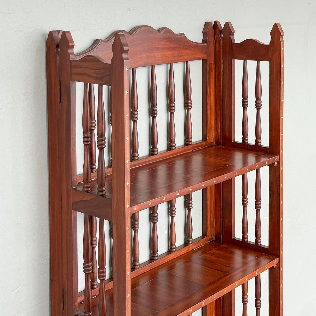 Indian Rosewood Collapsible Bookshelf (4-Petal Floral Inlays)