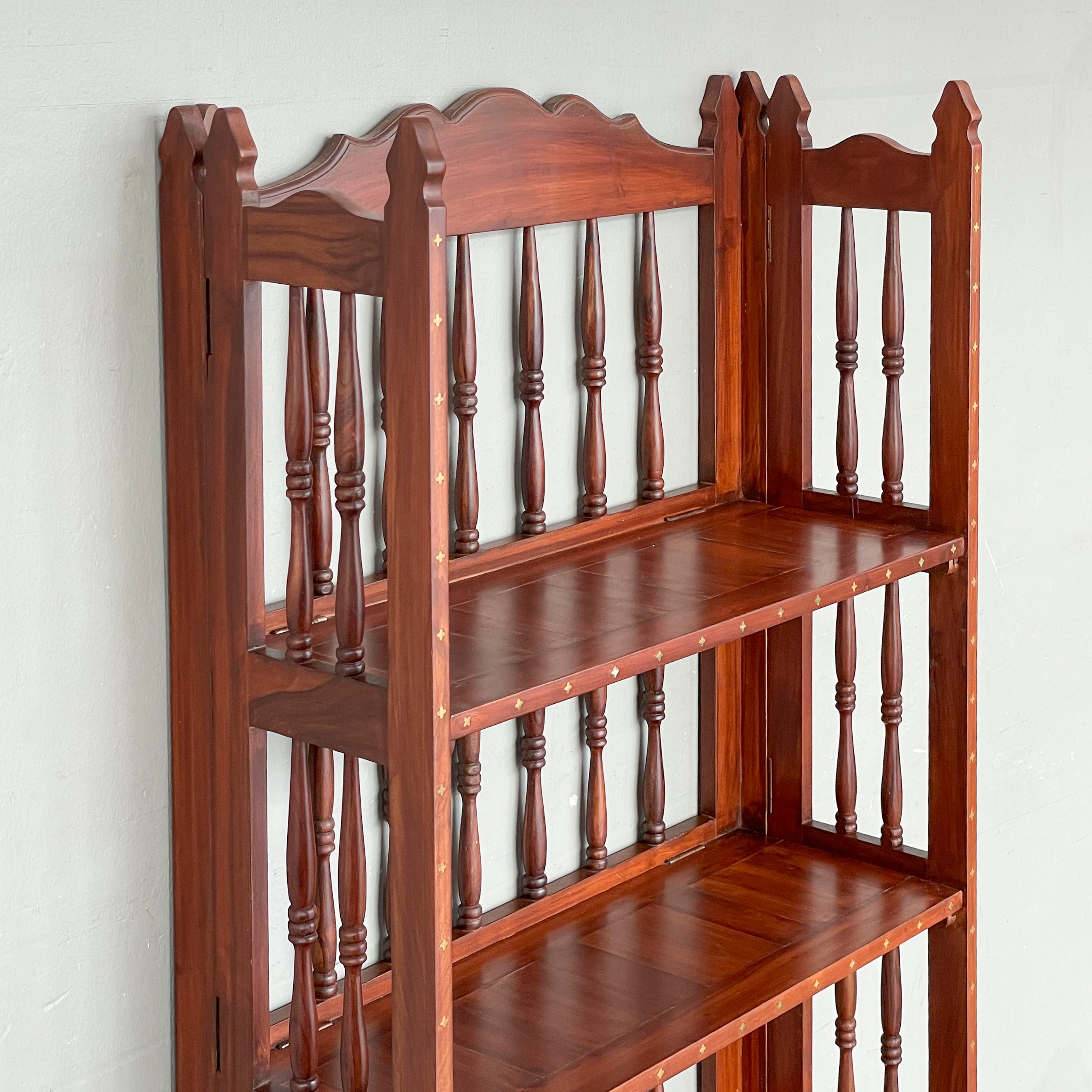 Indian Rosewood Collapsible Bookshelf (4-Petal Floral Inlays)