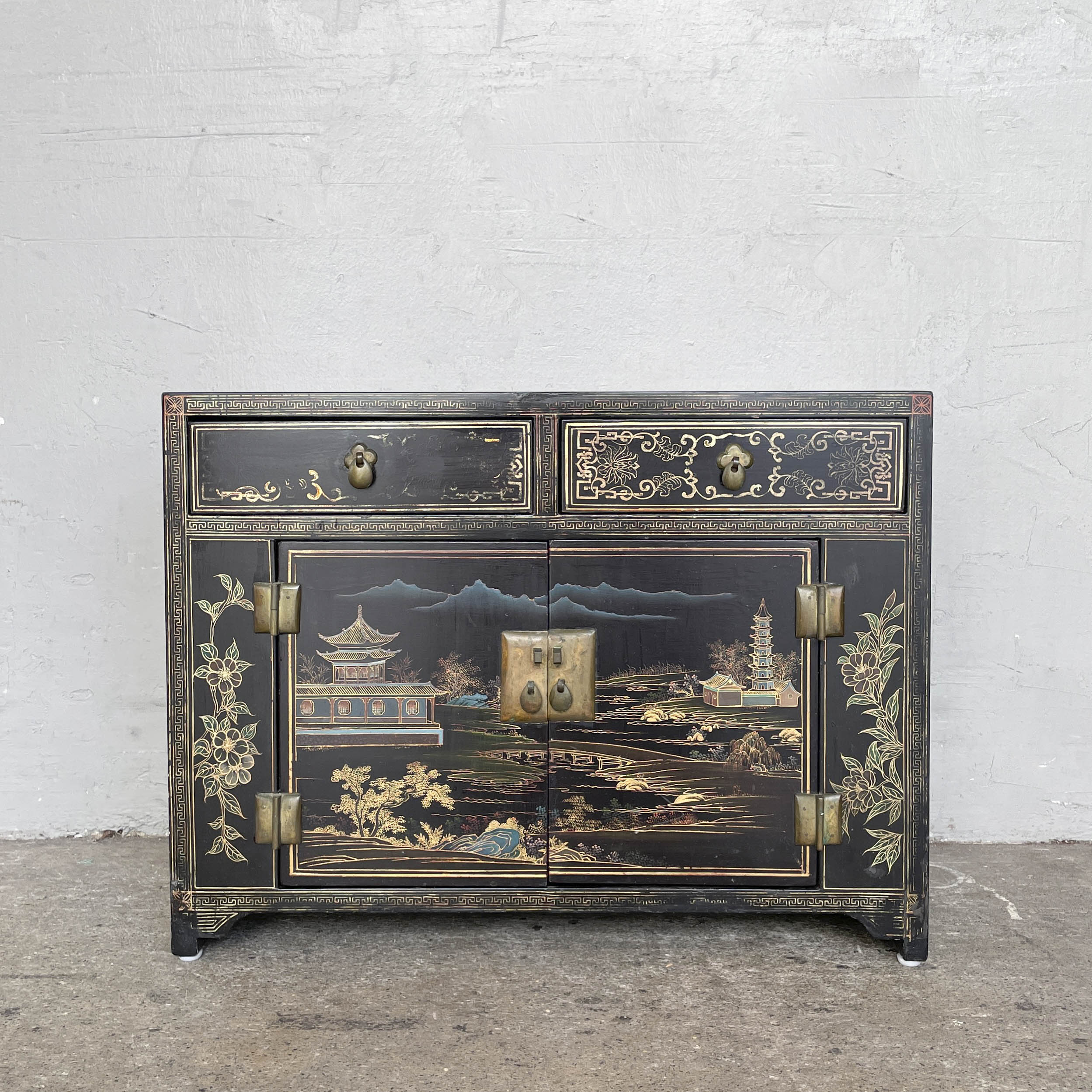 Hand-Painted Lacquered Side Cabinet