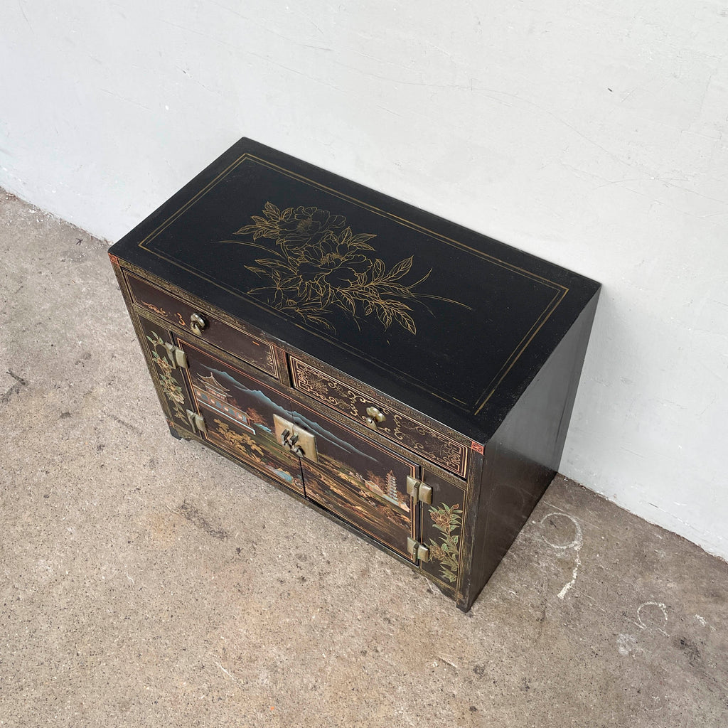 Hand-Painted Lacquered Side Cabinet