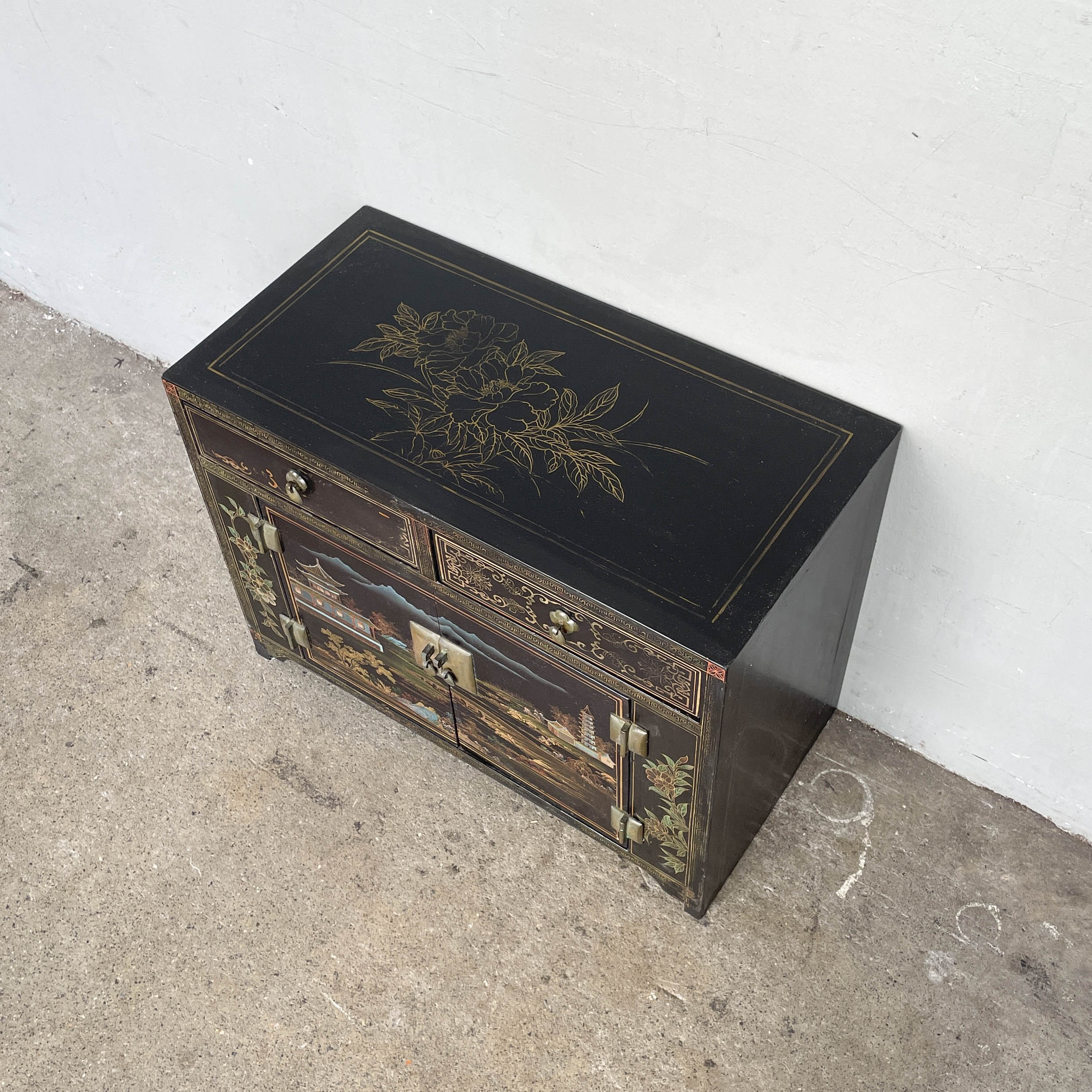 Hand-Painted Lacquered Side Cabinet