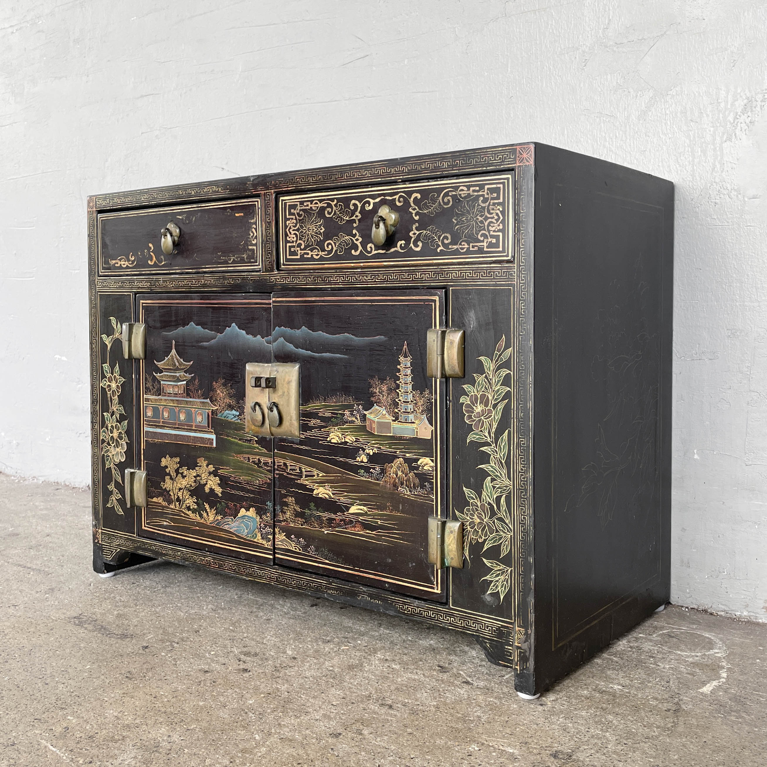 Hand-Painted Lacquered Side Cabinet