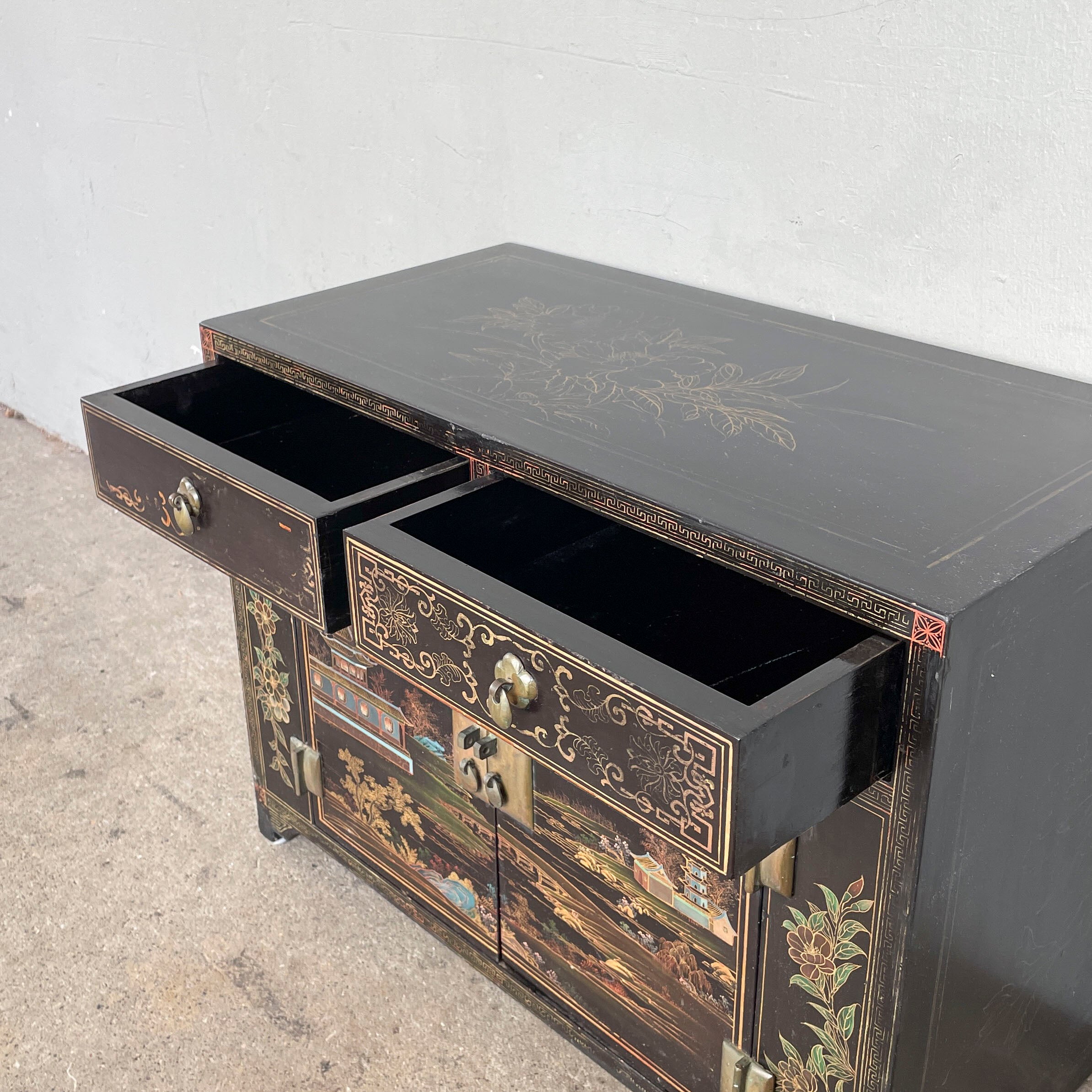 Hand-Painted Lacquered Side Cabinet