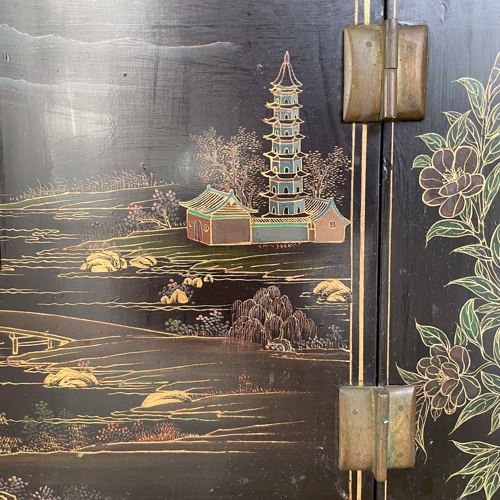Hand-Painted Lacquered Side Cabinet