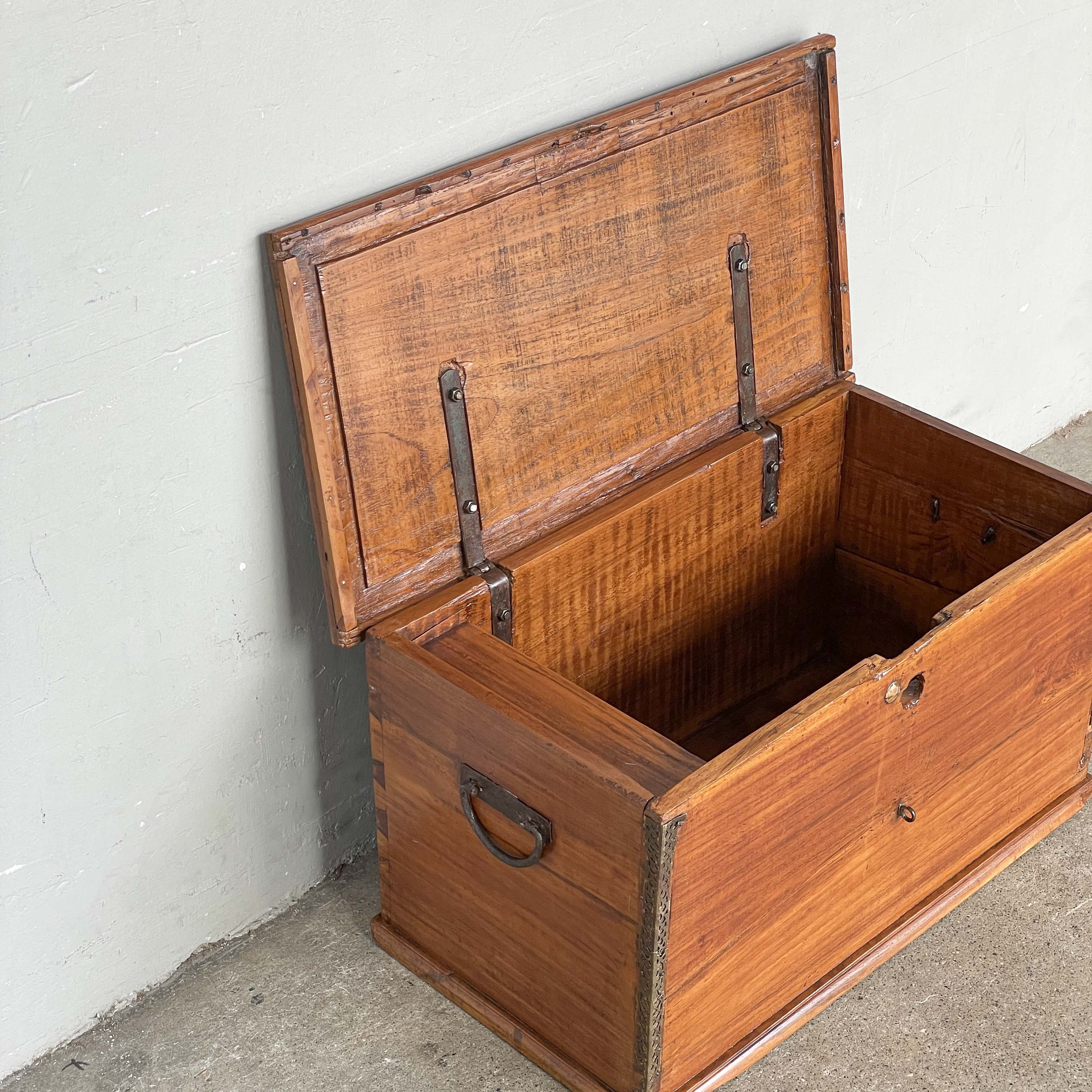 Vintage Wooden Chest with Metal Trims