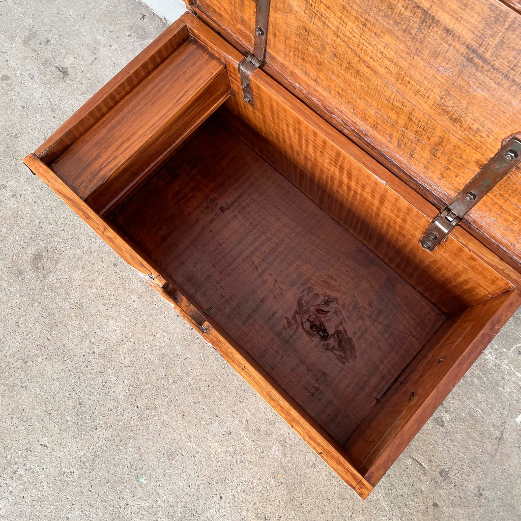 Vintage Wooden Chest with Metal Trims