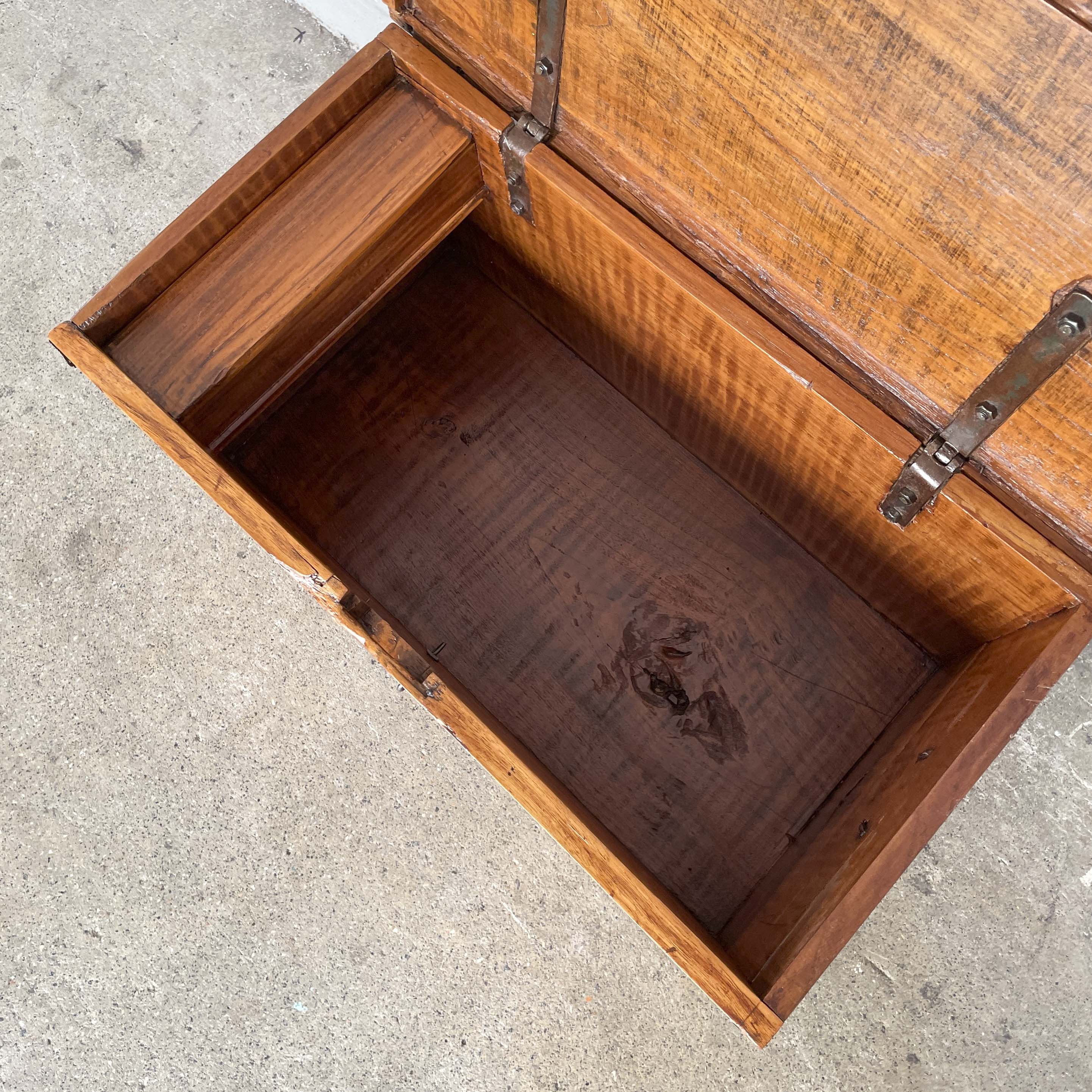 Vintage Wooden Chest with Metal Trims