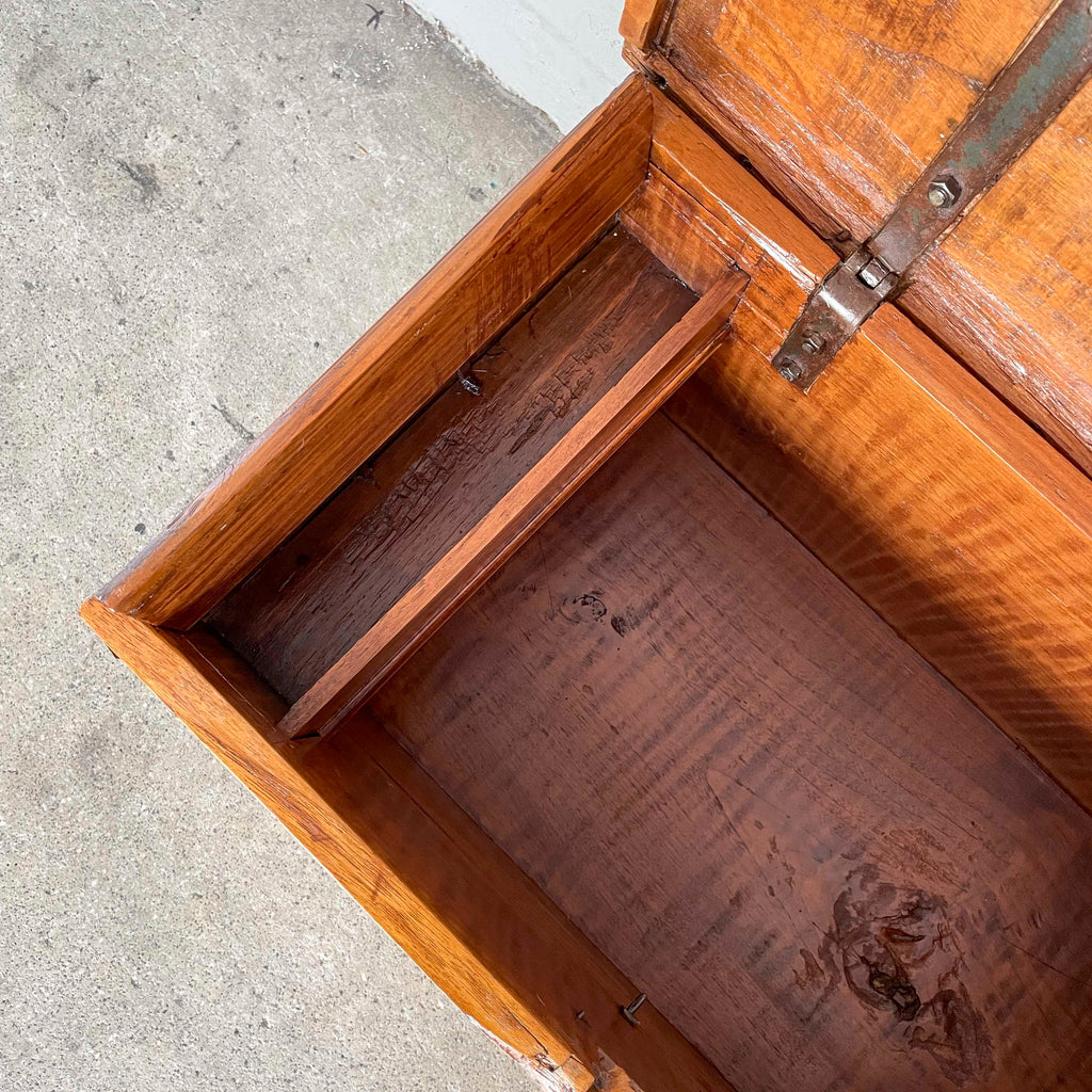 Vintage Wooden Chest with Metal Trims