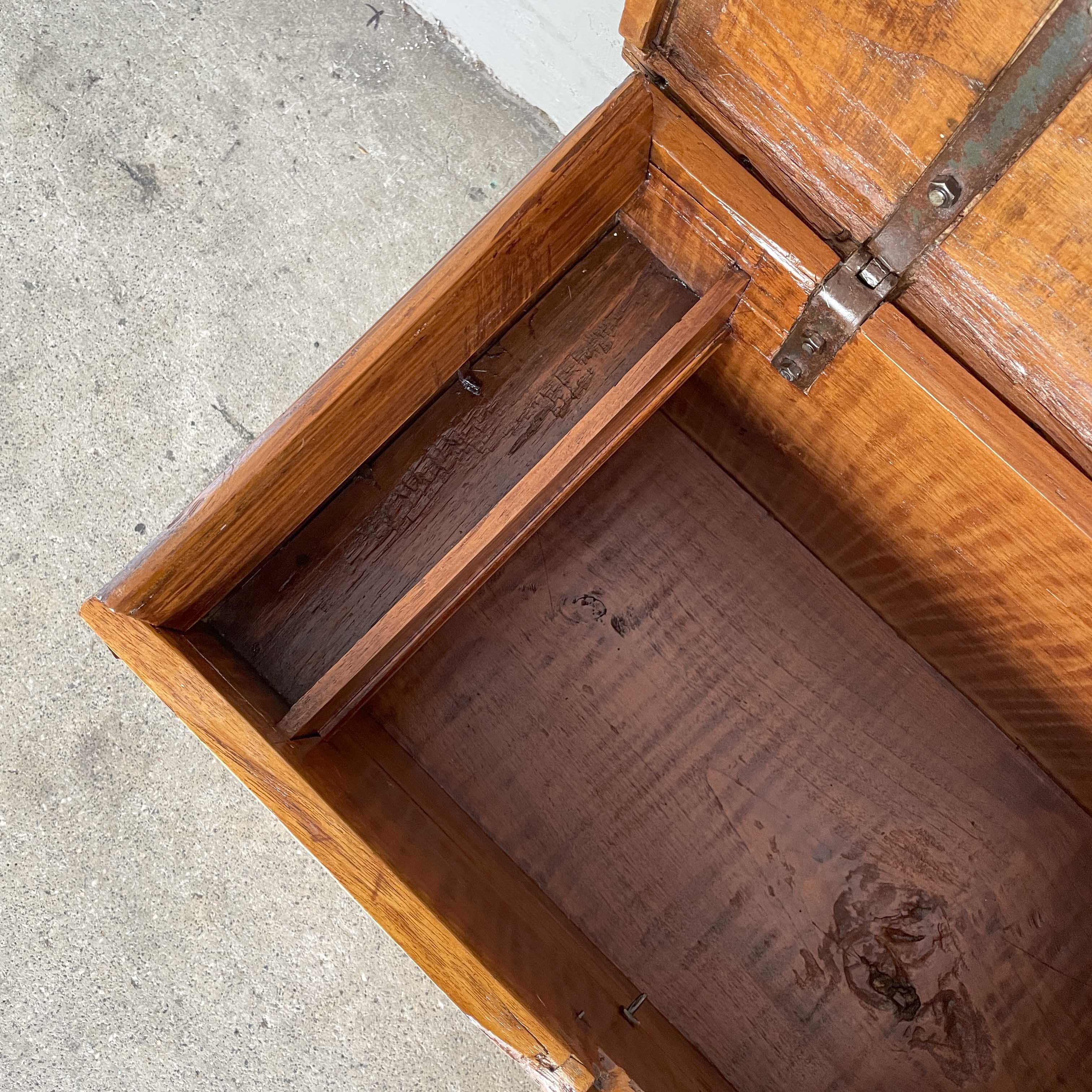 Vintage Wooden Chest with Metal Trims
