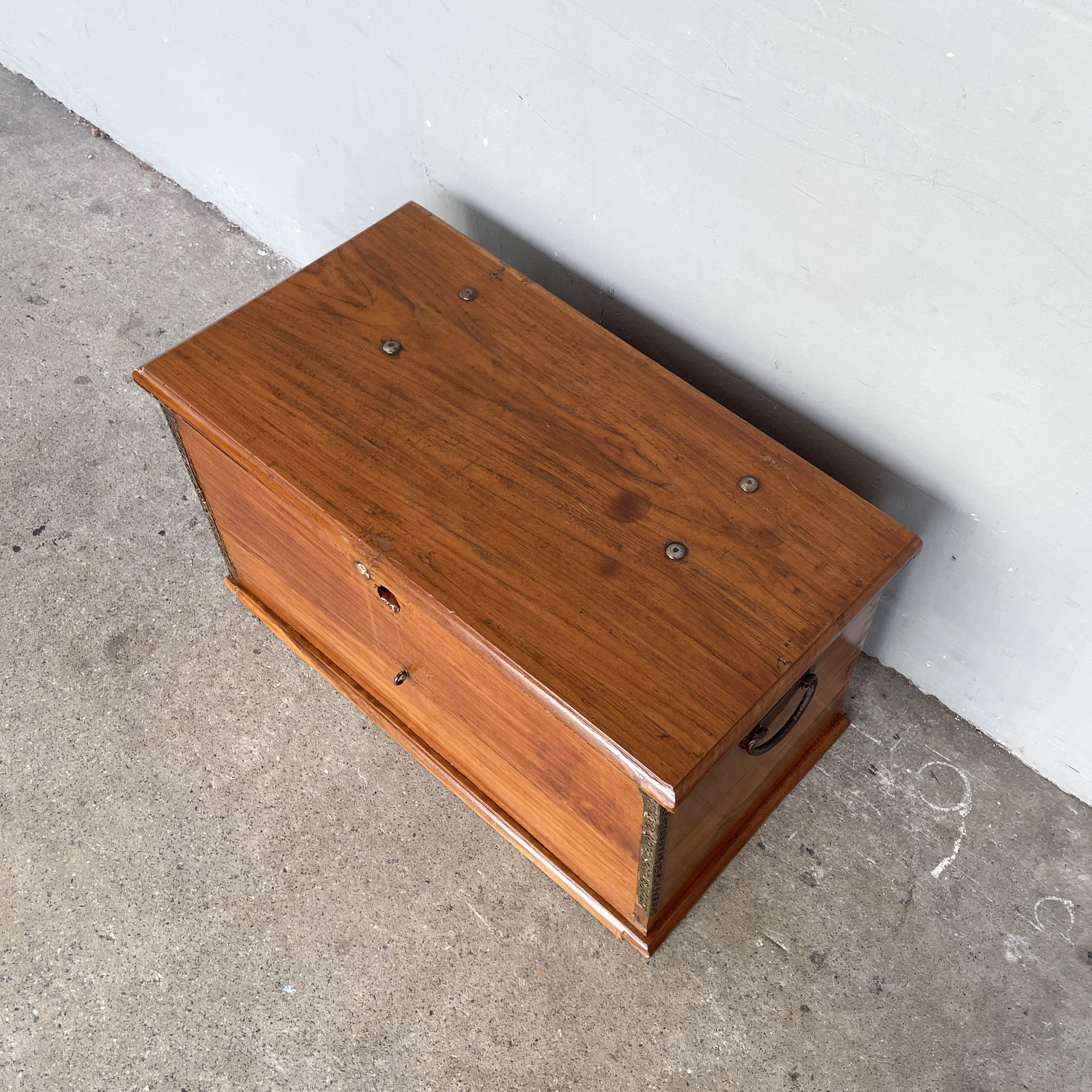 Vintage Wooden Chest with Metal Trims
