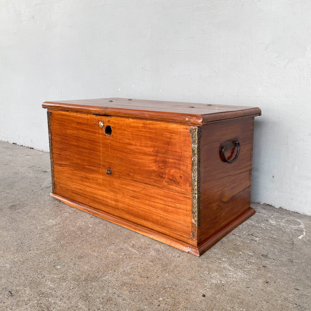Vintage Wooden Chest with Metal Trims