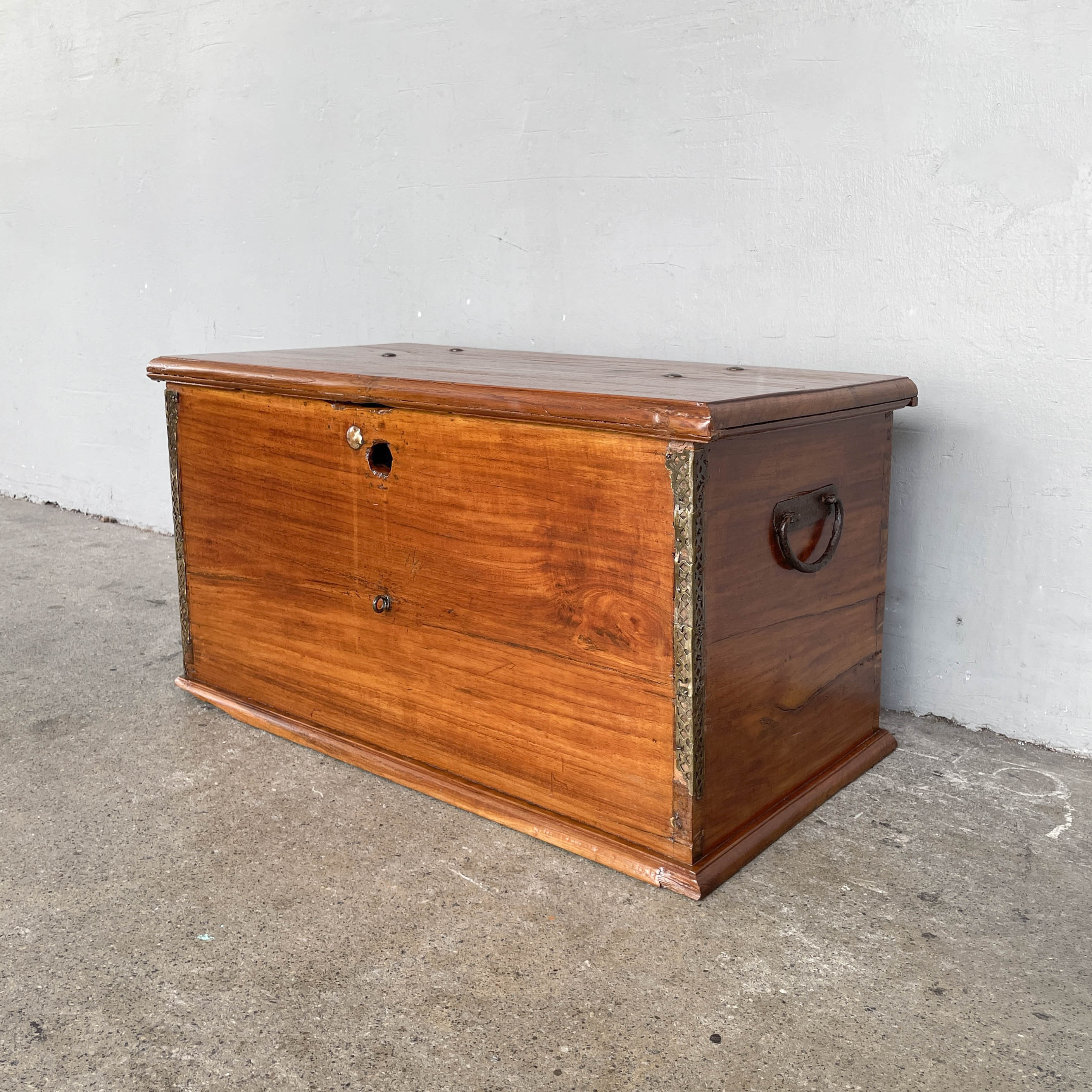 Vintage Wooden Chest with Metal Trims