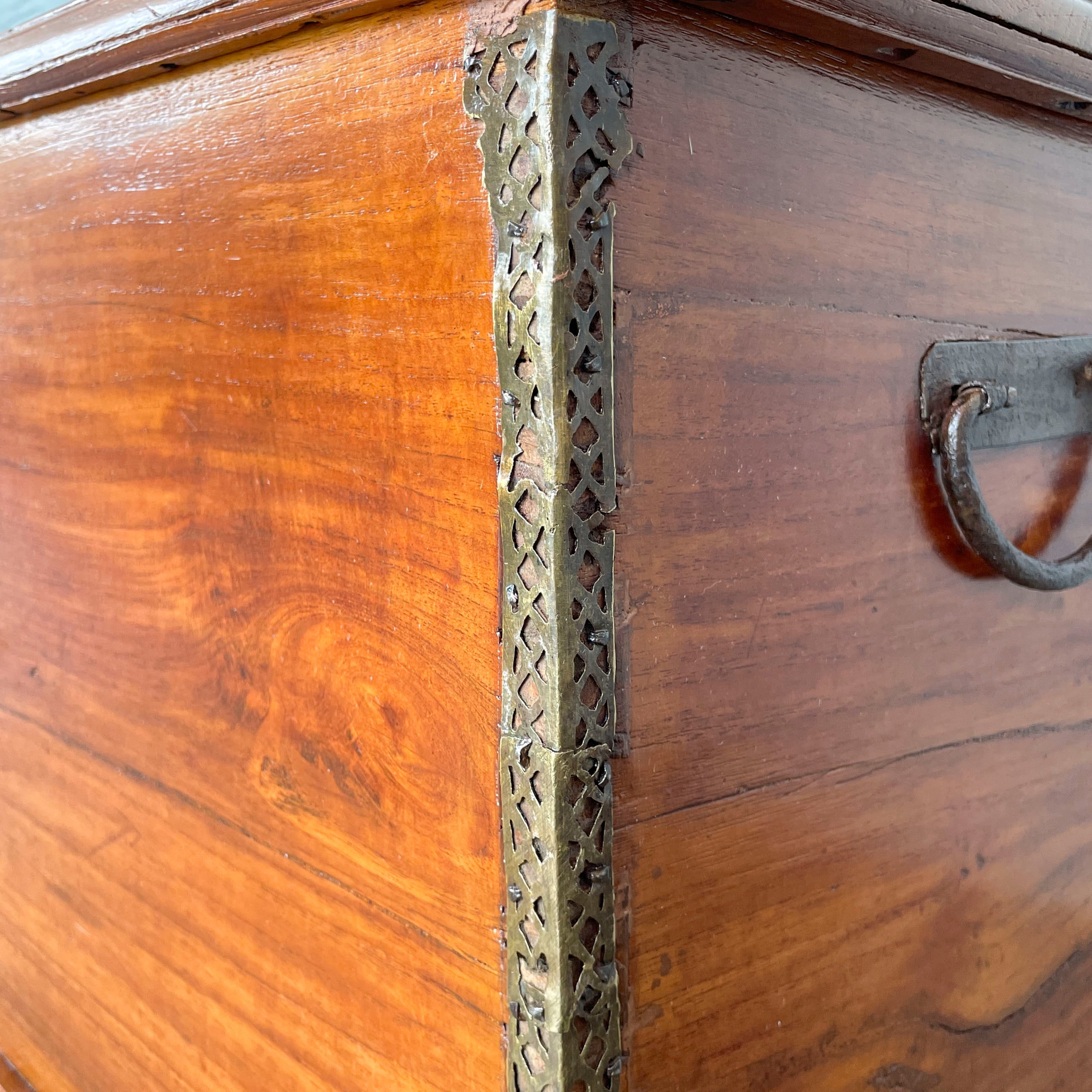 Vintage Wooden Chest with Metal Trims