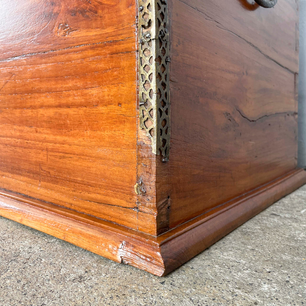 Vintage Wooden Chest with Metal Trims