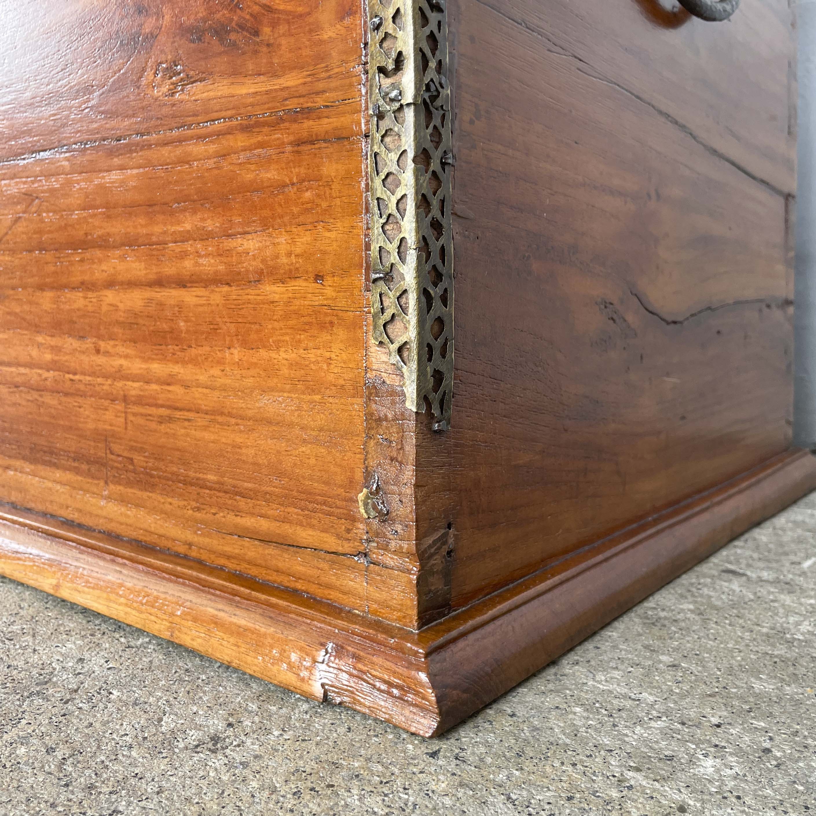 Vintage Wooden Chest with Metal Trims
