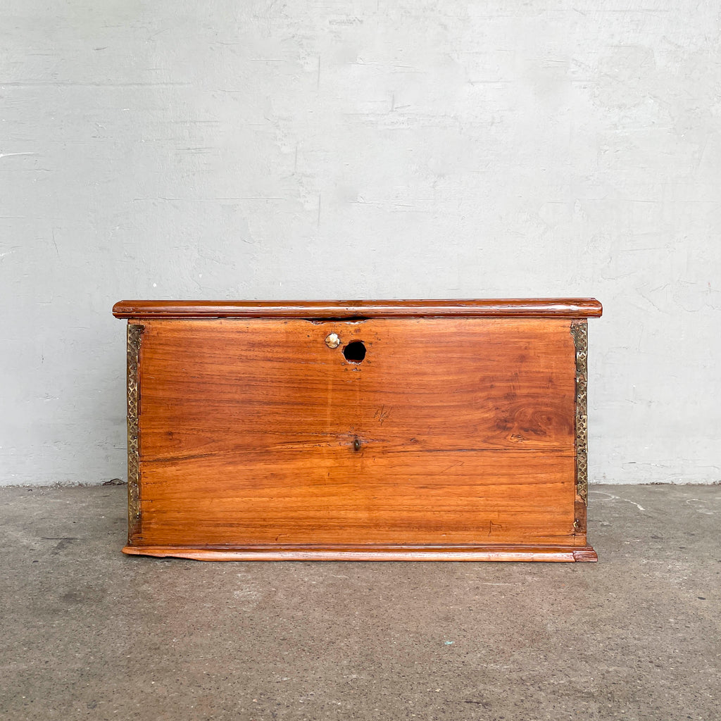 Vintage Wooden Chest with Metal Trims