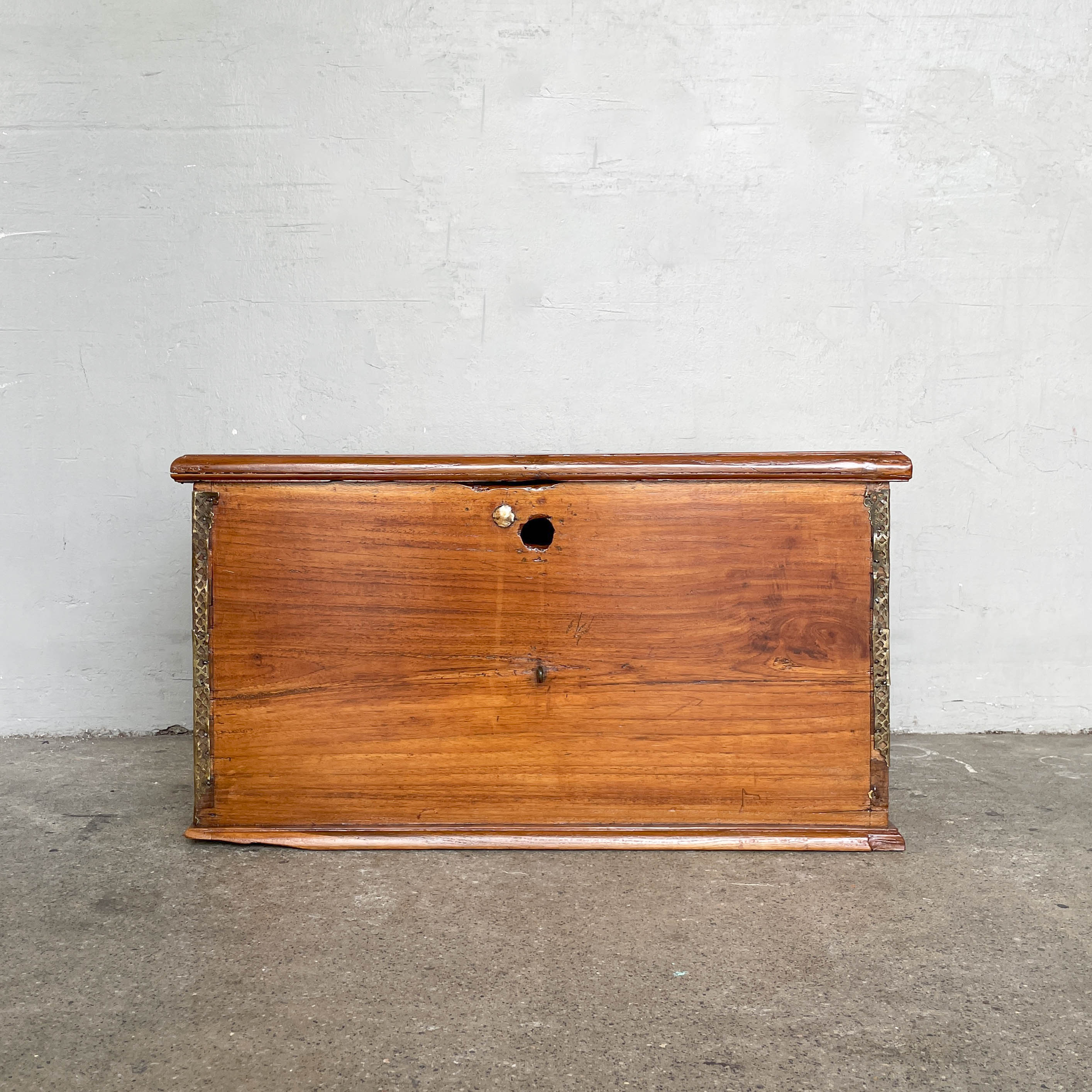 Vintage Wooden Chest with Metal Trims
