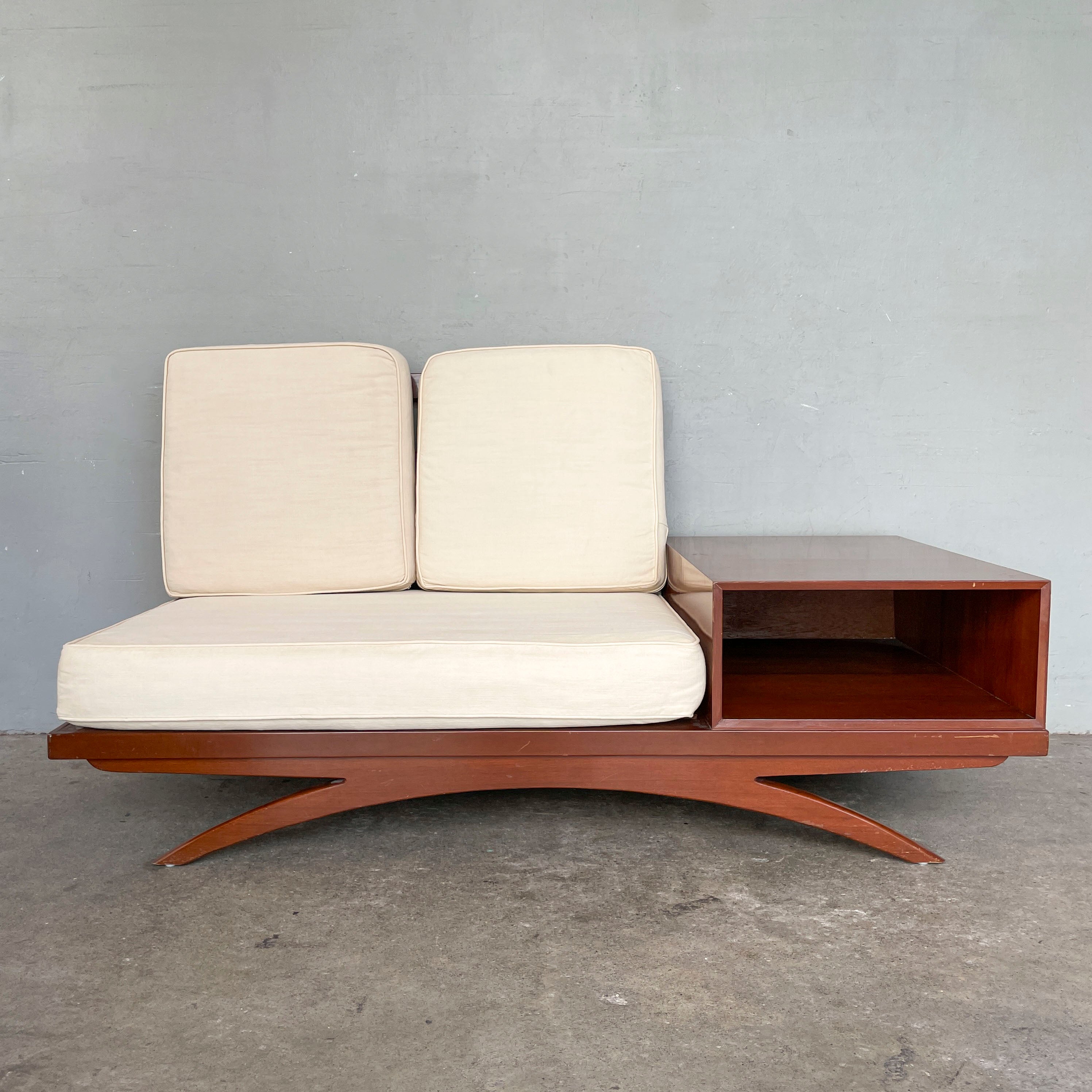 Curved-Leg Vintage 2-Seater Sofa