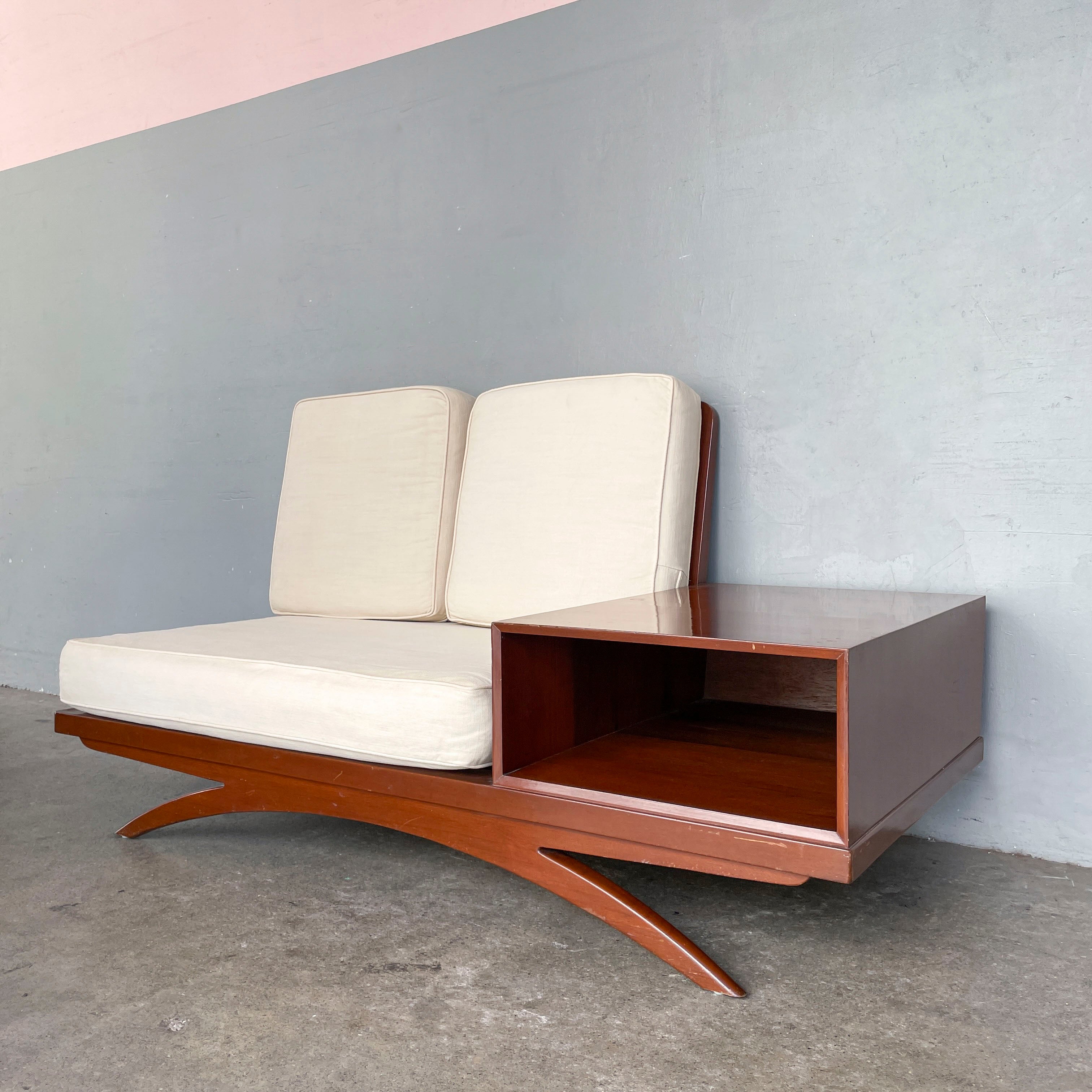 Curved-Leg Vintage 2-Seater Sofa