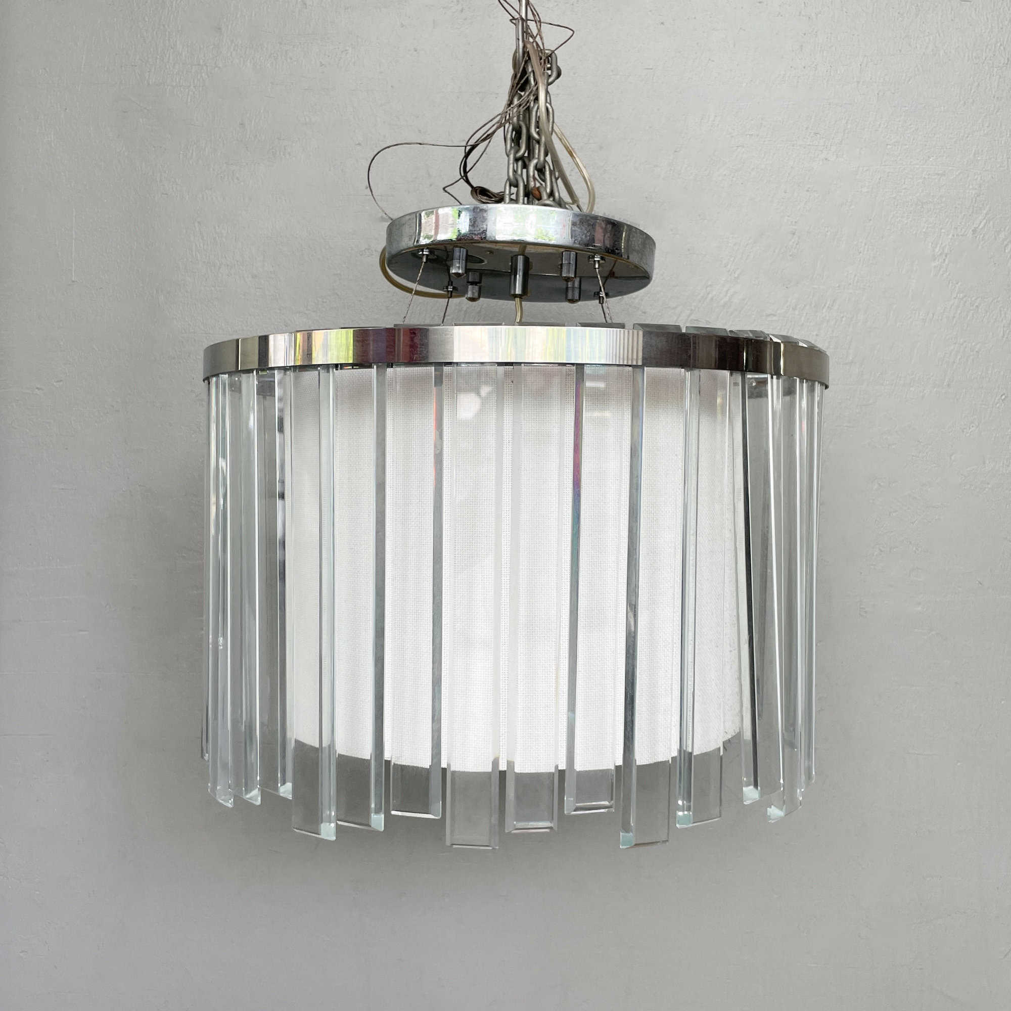 Glass Slats Drum Pendant