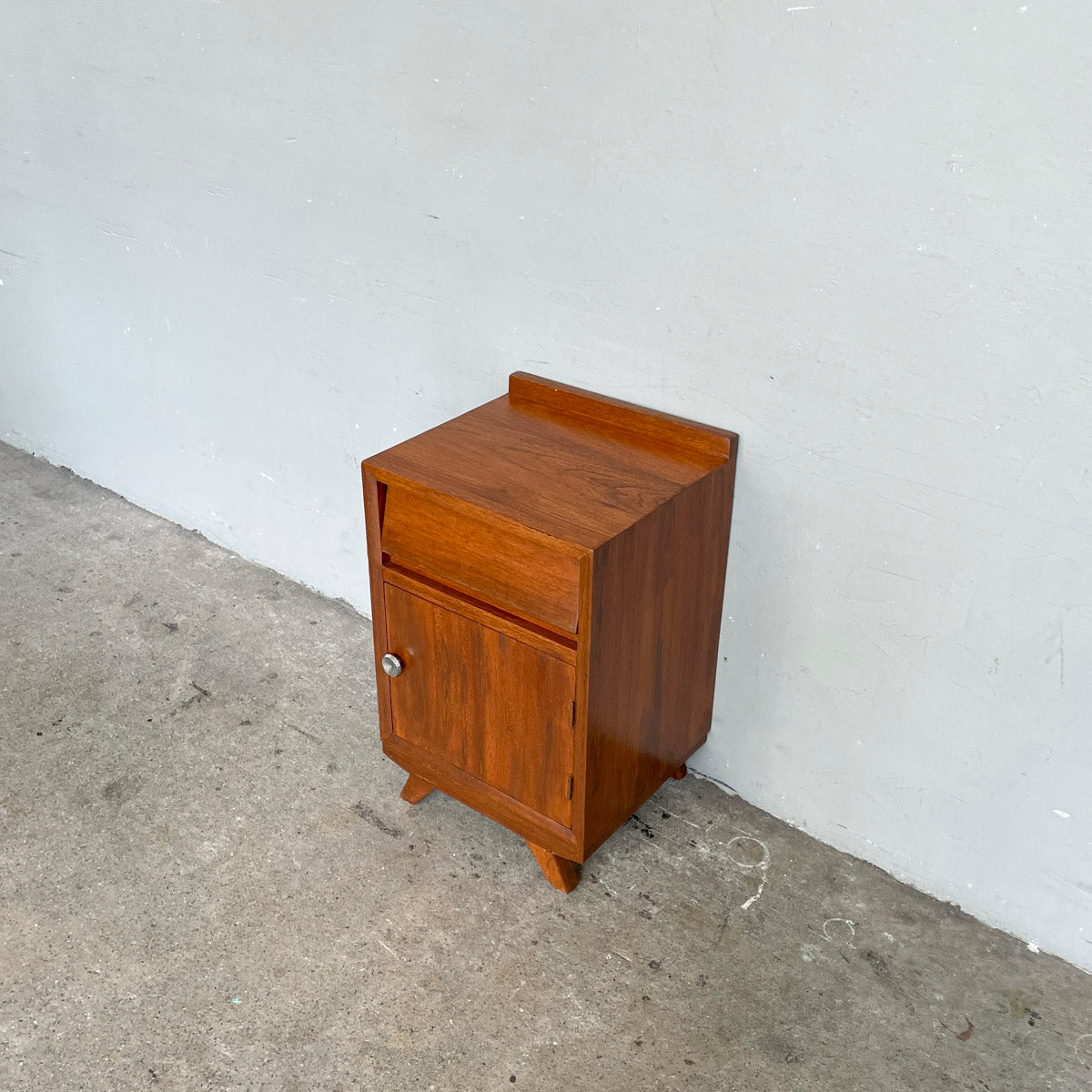 Refurbished Teak Side Table with Splayed Legs