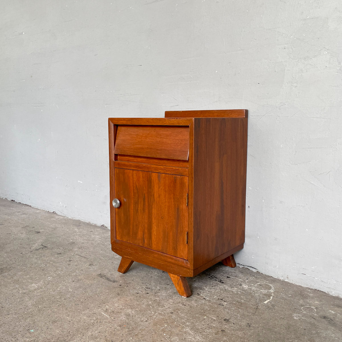 Refurbished Teak Side Table with Splayed Legs