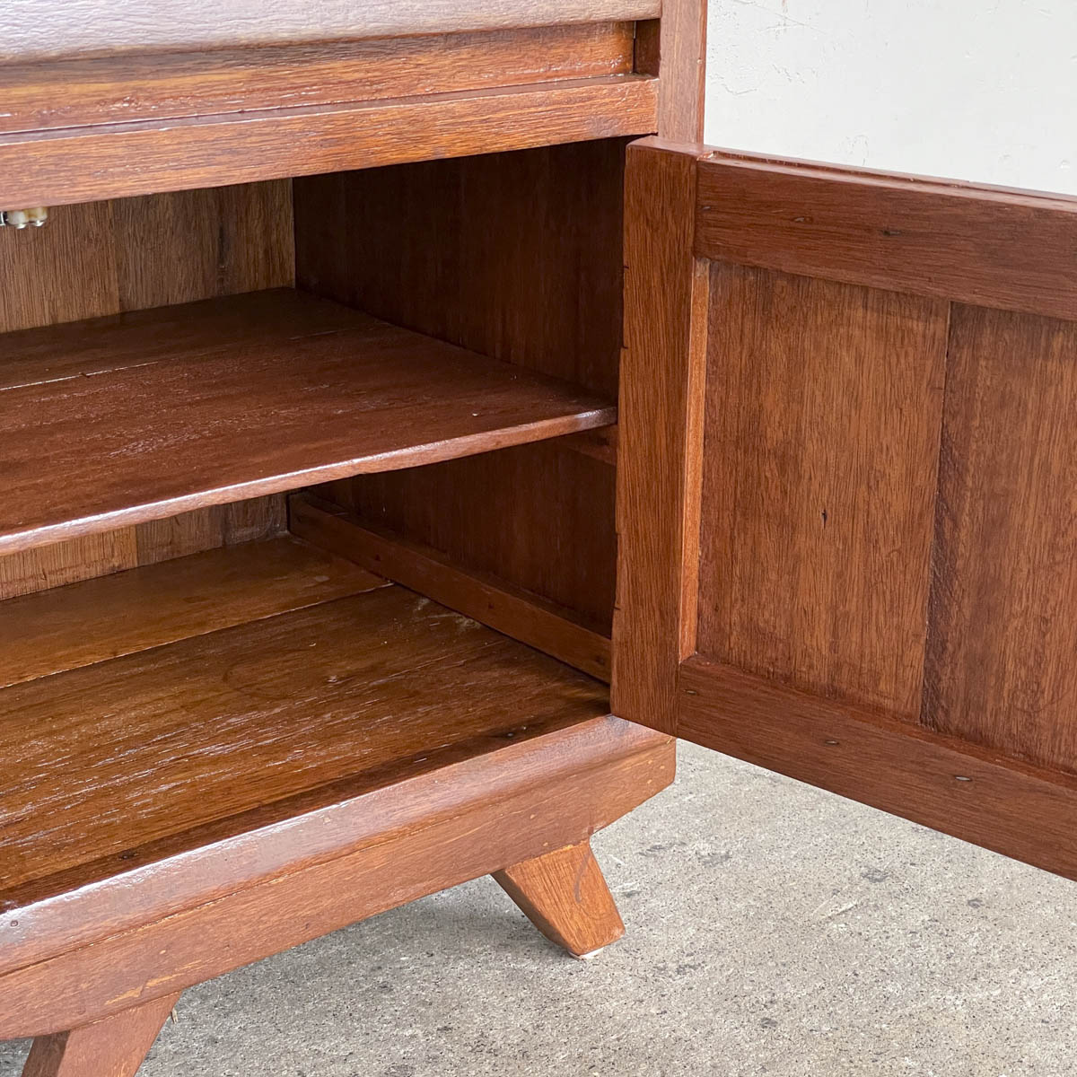 Refurbished Teak Side Table with Splayed Legs