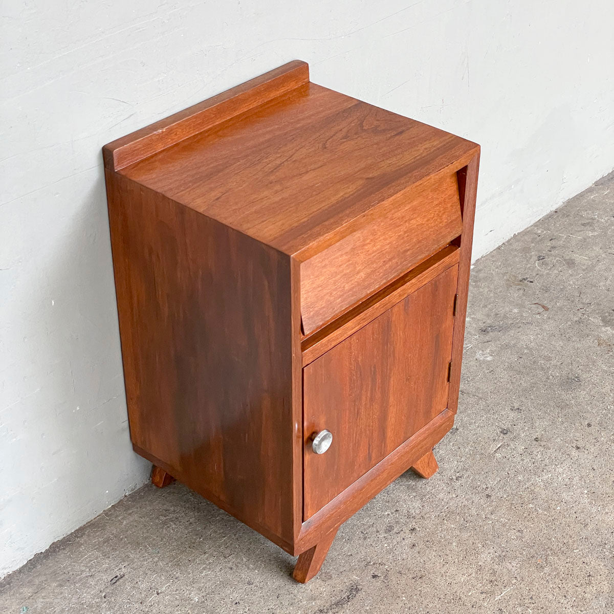 Refurbished Teak Side Table with Splayed Legs
