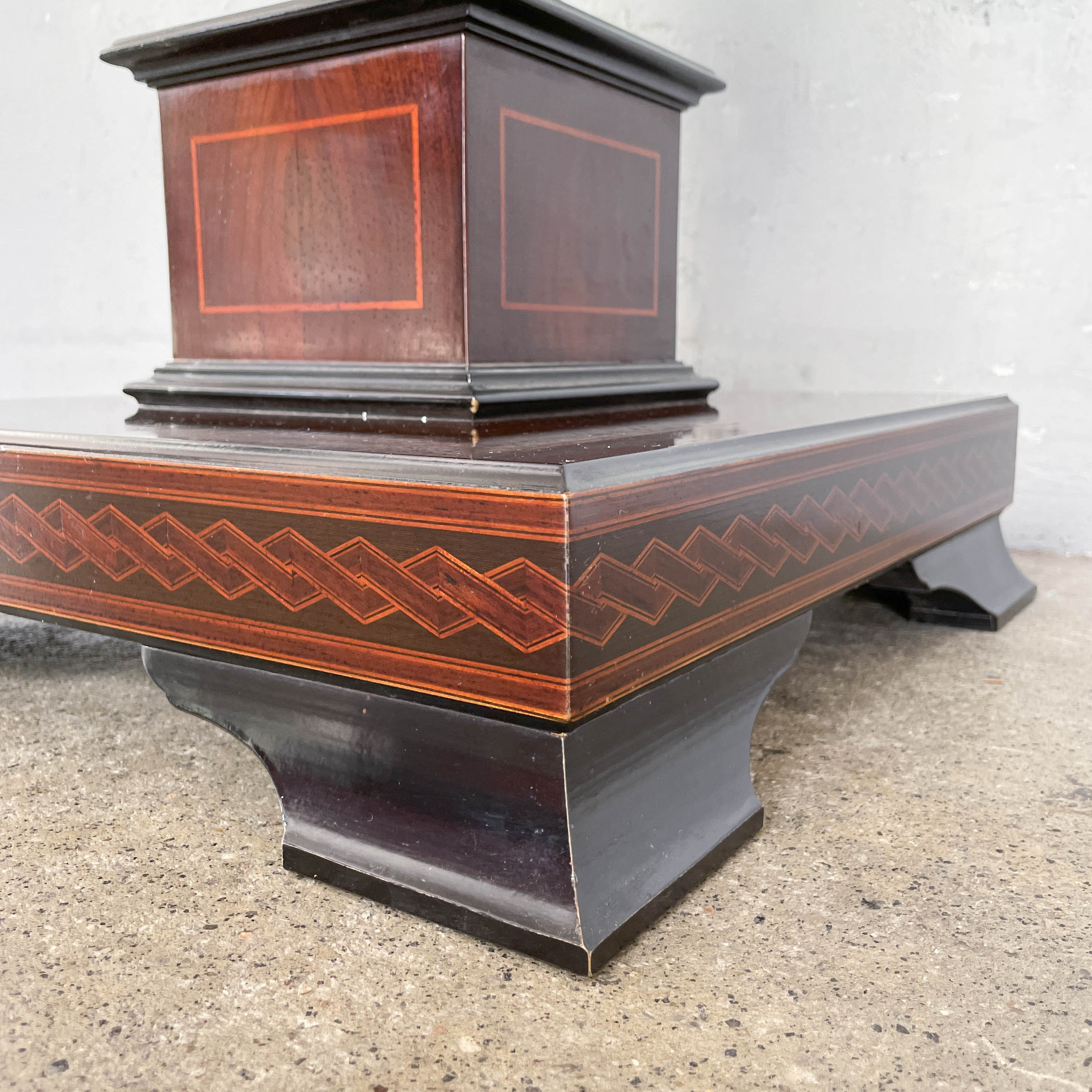 Ornate Floral Pedestal Side Table with Glass Top