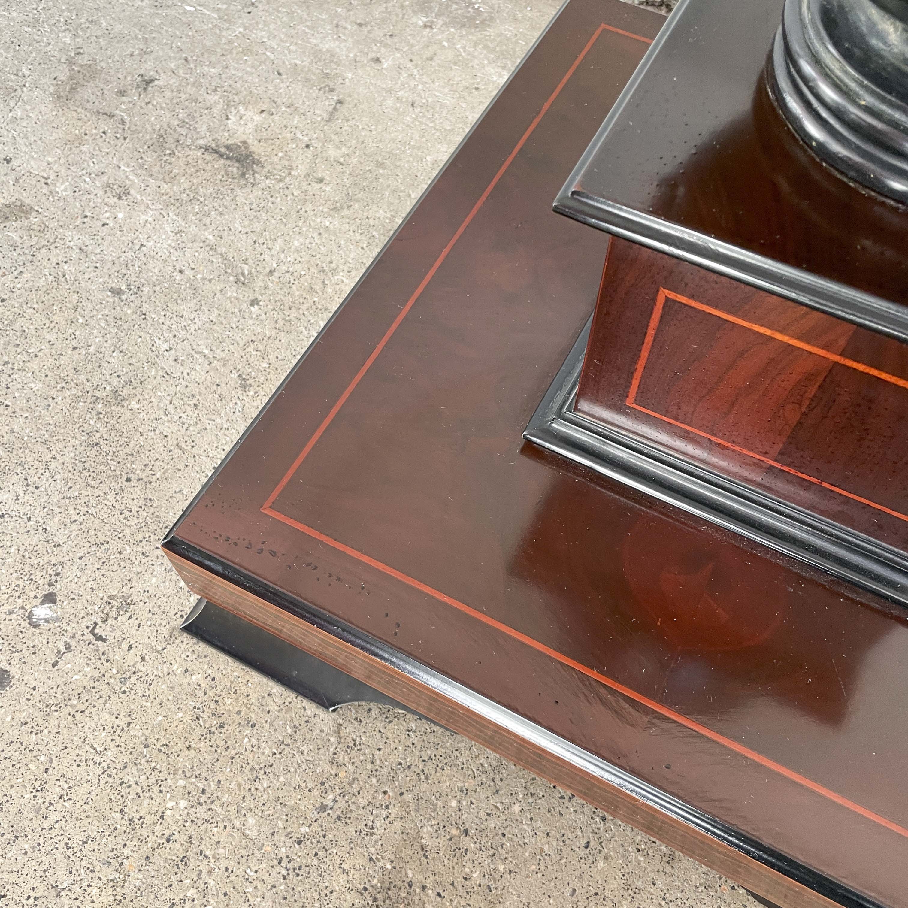 Ornate Floral Pedestal Side Table with Glass Top